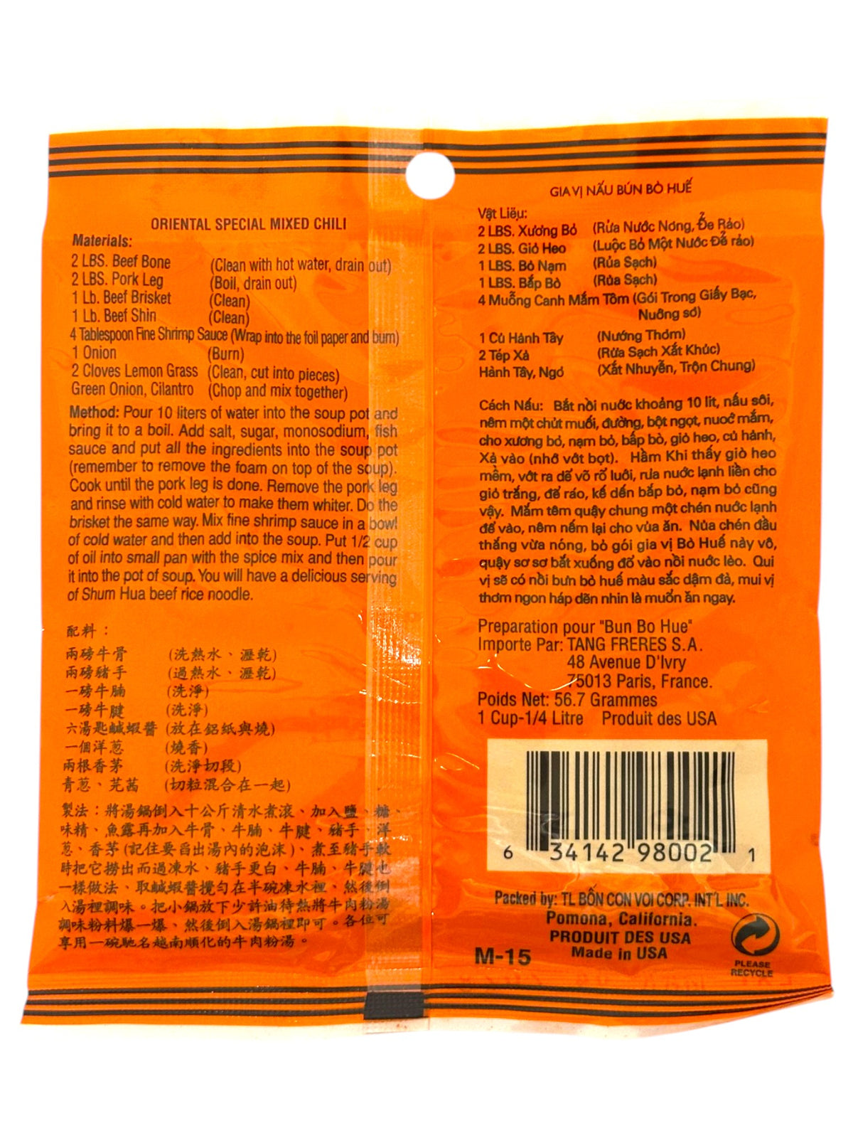 TL BON CON VOI BÚN BÒ HUẾ SOUP SEASONING (2oz)