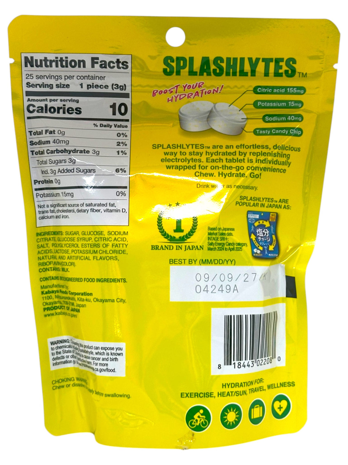 SPLASHLYTES ELECTROLYTE TABLETS - ZESTY CITRUS (2.64oz)