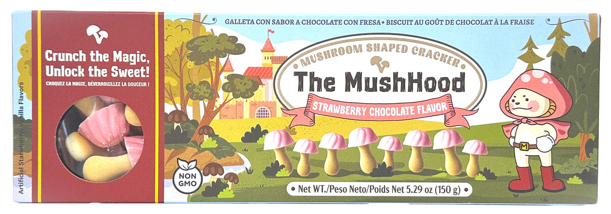 THE MUSHHOOD MUSHROOM SHAPED CRACKERS - STRAWBERRY CHOCOLATE (5.29oz)