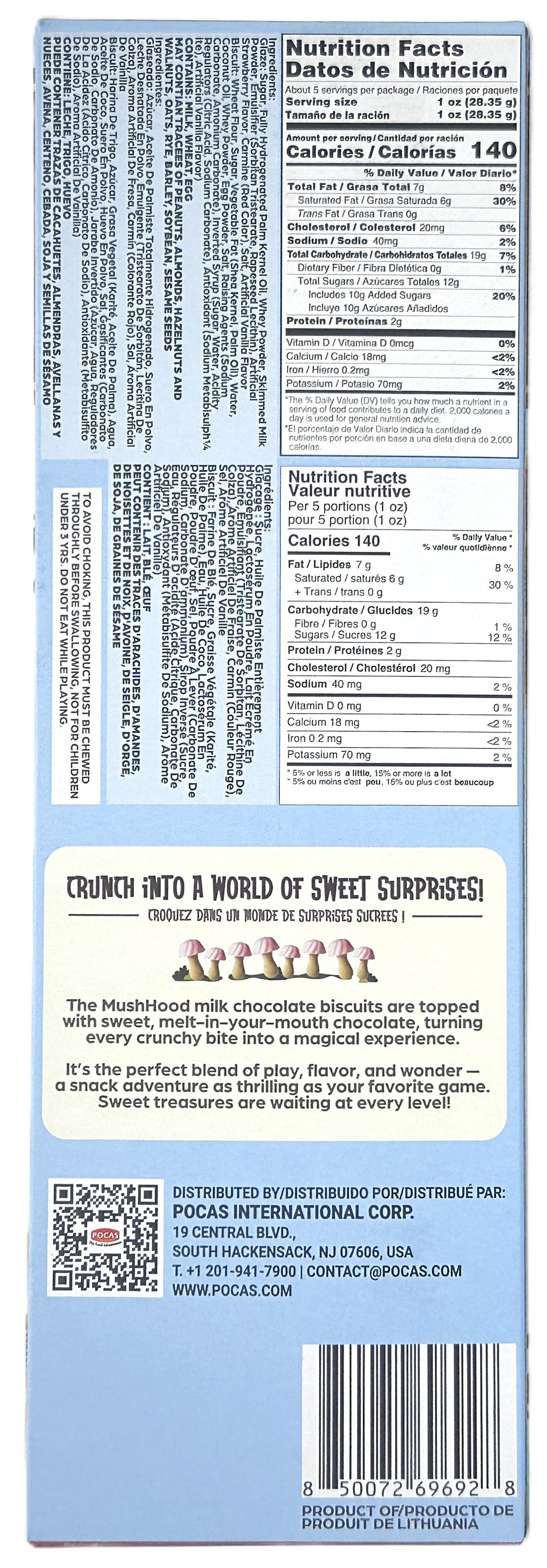 THE MUSHHOOD MUSHROOM SHAPED CRACKERS - STRAWBERRY CHOCOLATE (5.29oz)