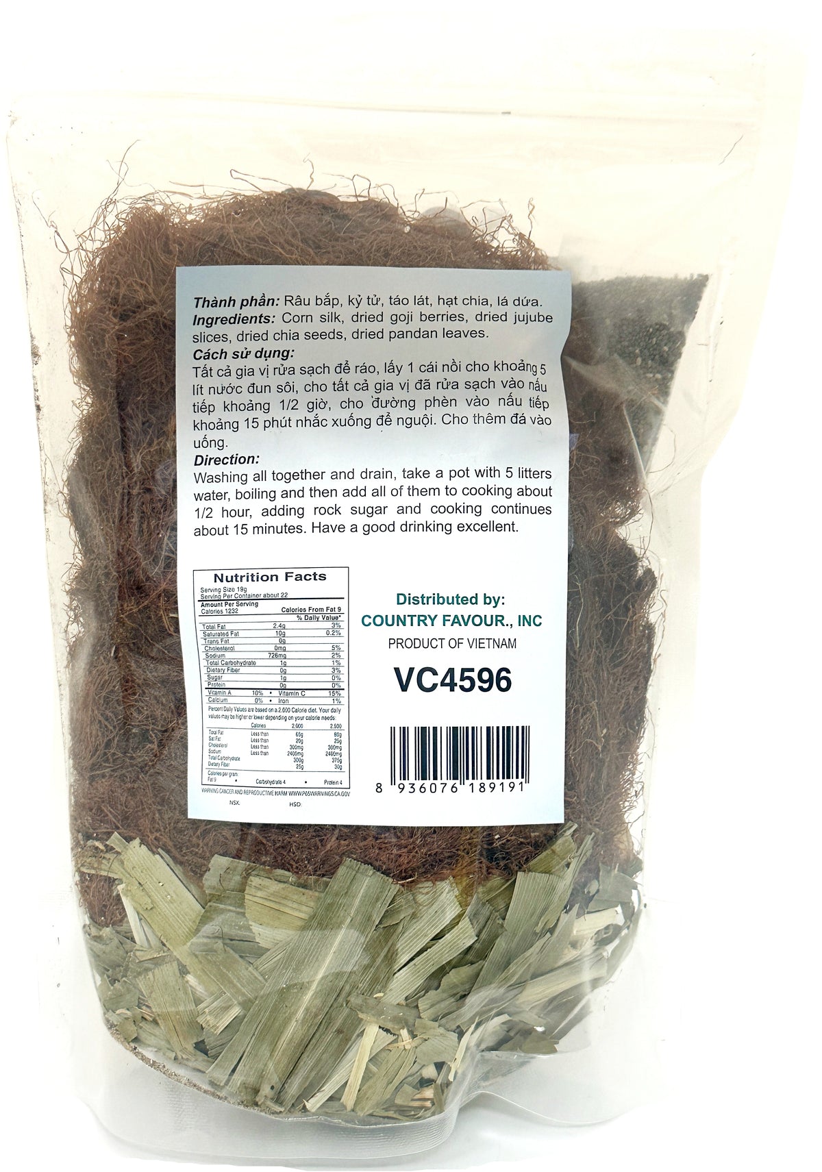 BEST TASTE NATURAL PANDAN & WINTER MELON TEA (8.8oz)