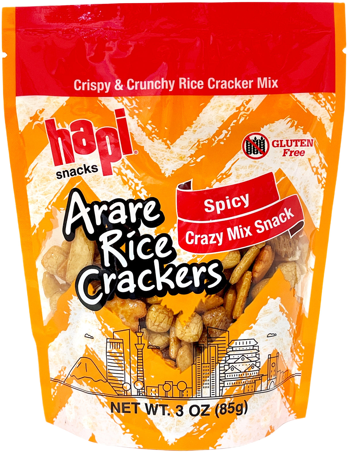 HAPI ARARE RICE CRACKERS - SPICY CRAZY MIX SNACK (3oz)