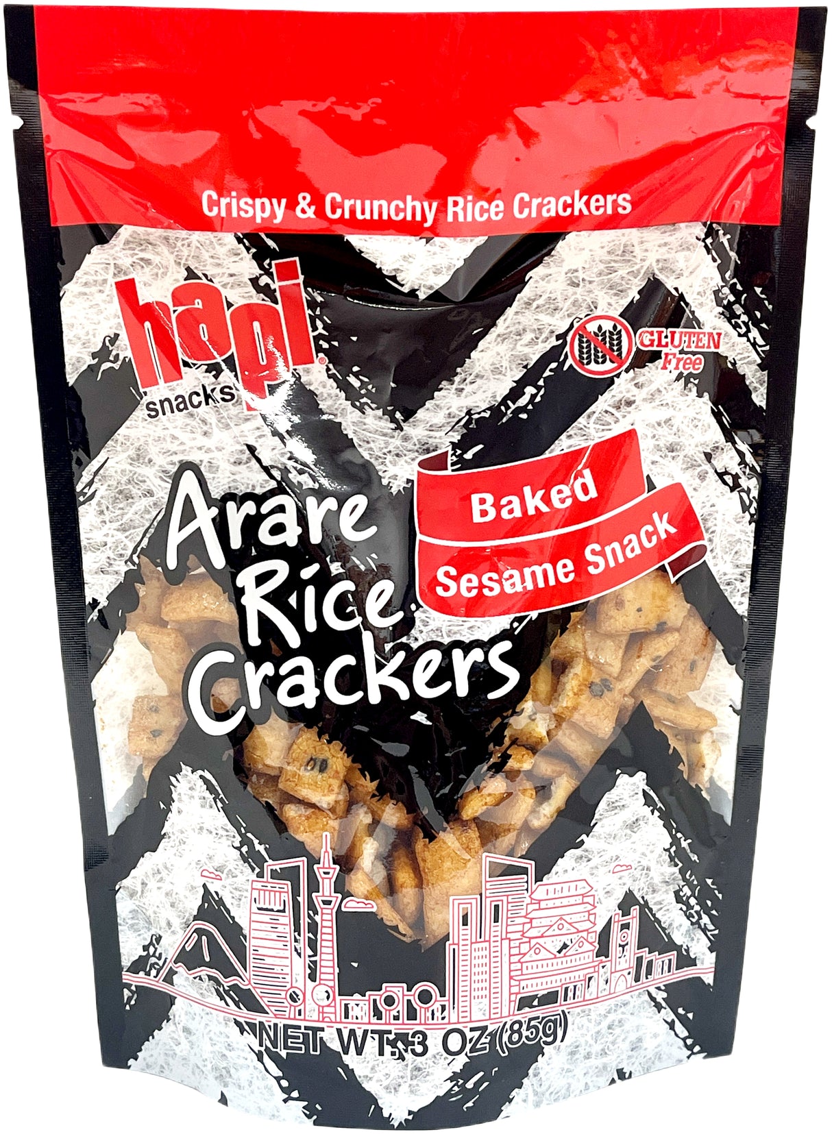 HAPI ARARE RICE CRACKERS - BAKED SESAME SNACK (3oz)