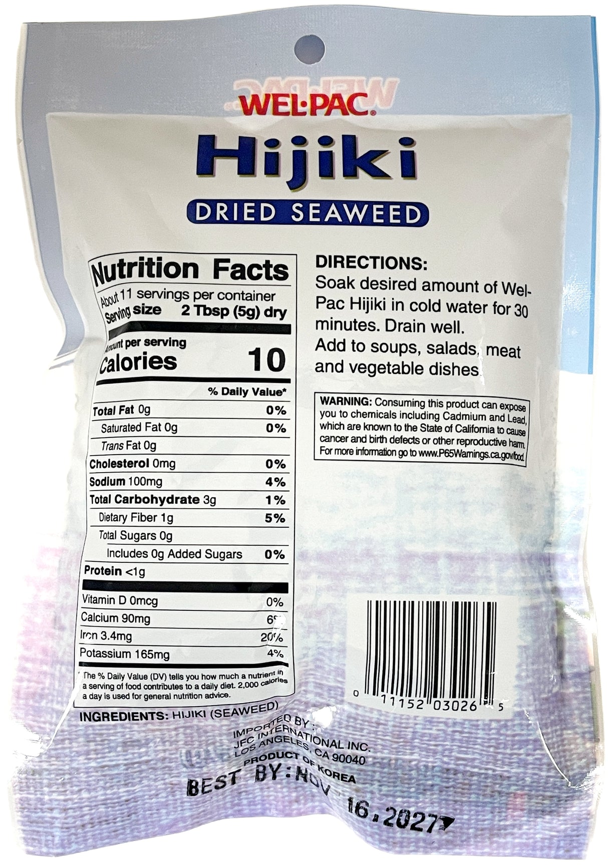 WEL-PAC DRIED SEAWEED - HIJIKI (2oz)