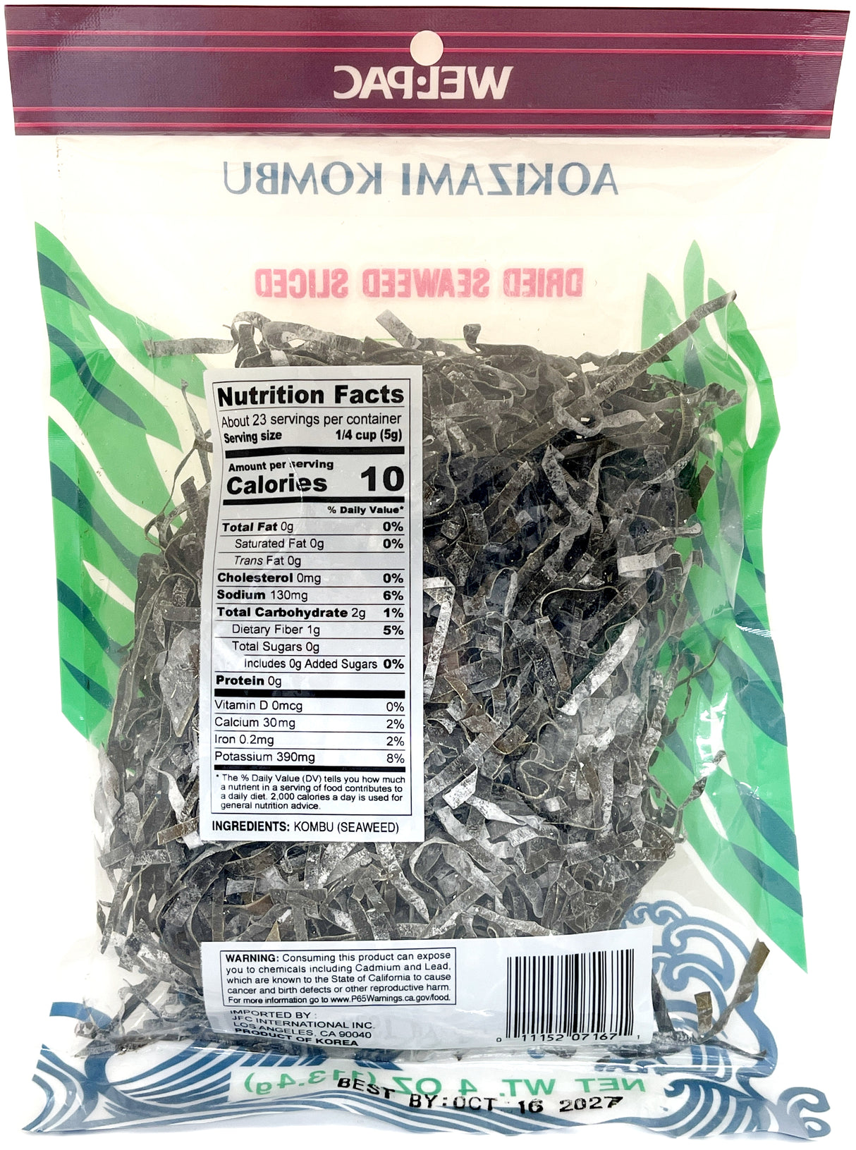 WEL-PAC DRIED SEAWEED - SLICED (4oz)