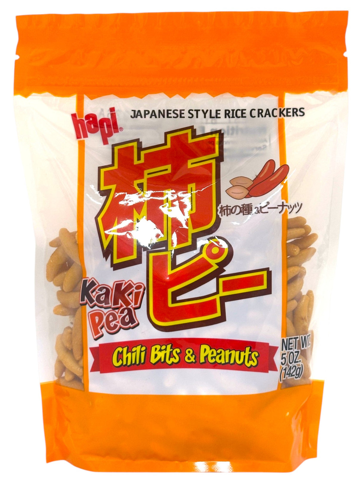 HAPI KAKI PEA RICE CRACKERS WITH CHILI BITS & PEANUTS (5oz)