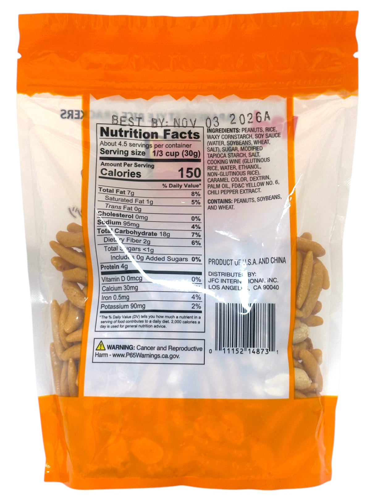 HAPI KAKI PEA RICE CRACKERS WITH CHILI BITS & PEANUTS (5oz)