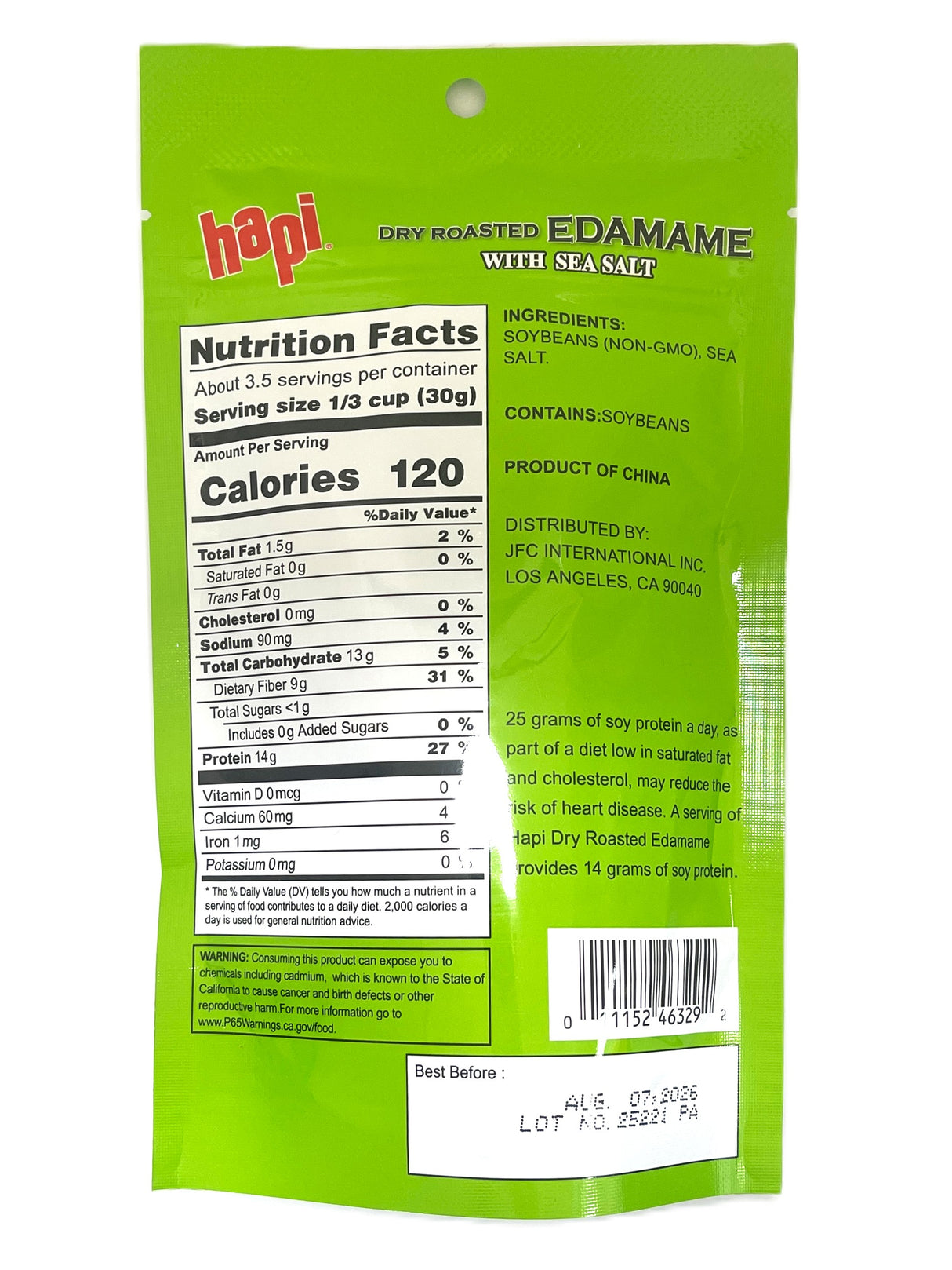 HAPI ROASTED EDAMAME WITH SEA SALT (3.53oz)