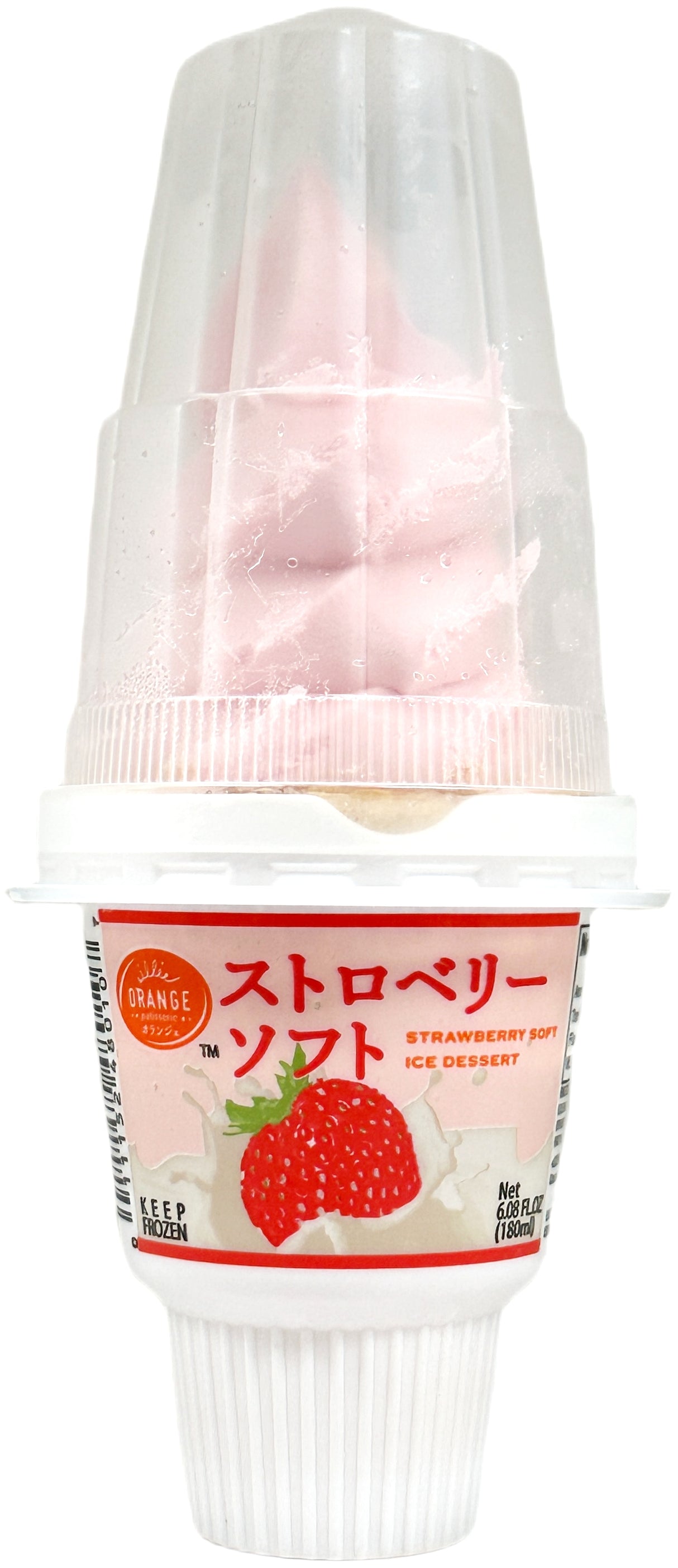 ORANGE SOFT-SERVE ICE CREAM CONE - STRAWBERRY (6.08oz)