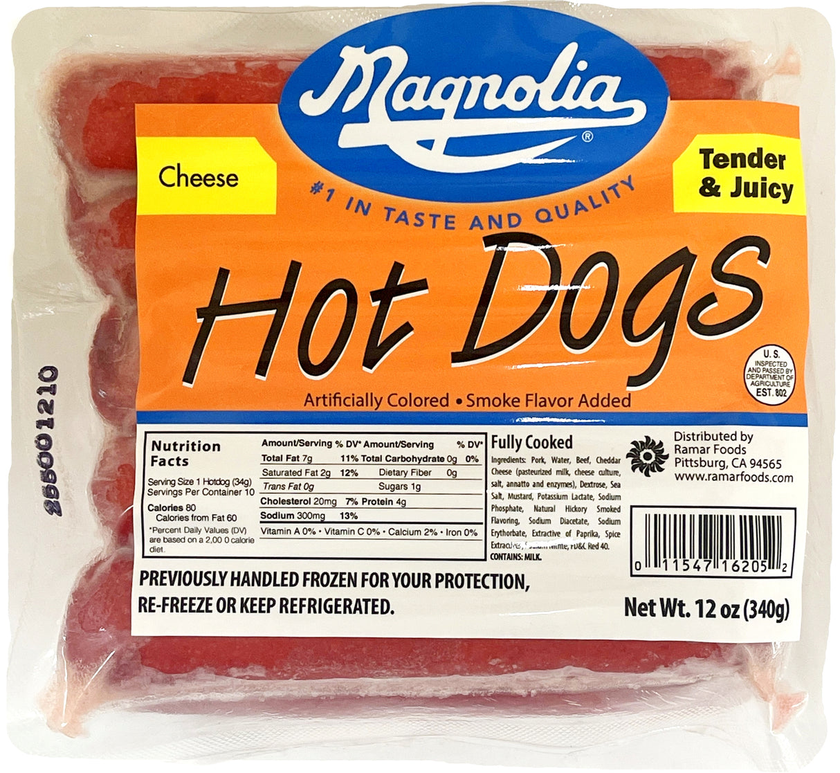 MAGNOLIA FROZEN HOT DOGS 10PK - CHEESE