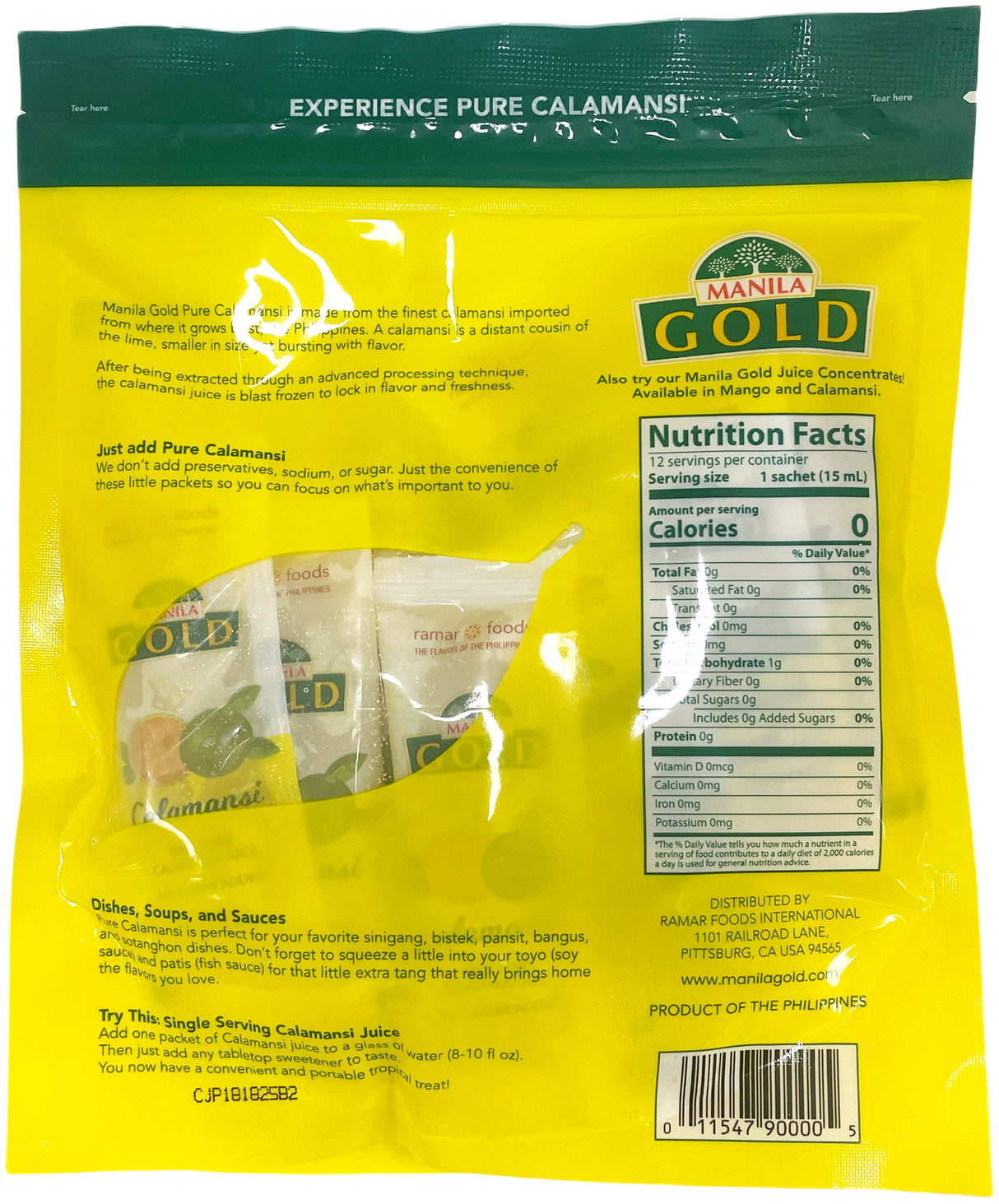 MANILA GOLD FROZEN PURE CALAMANSI JUICE 12PK