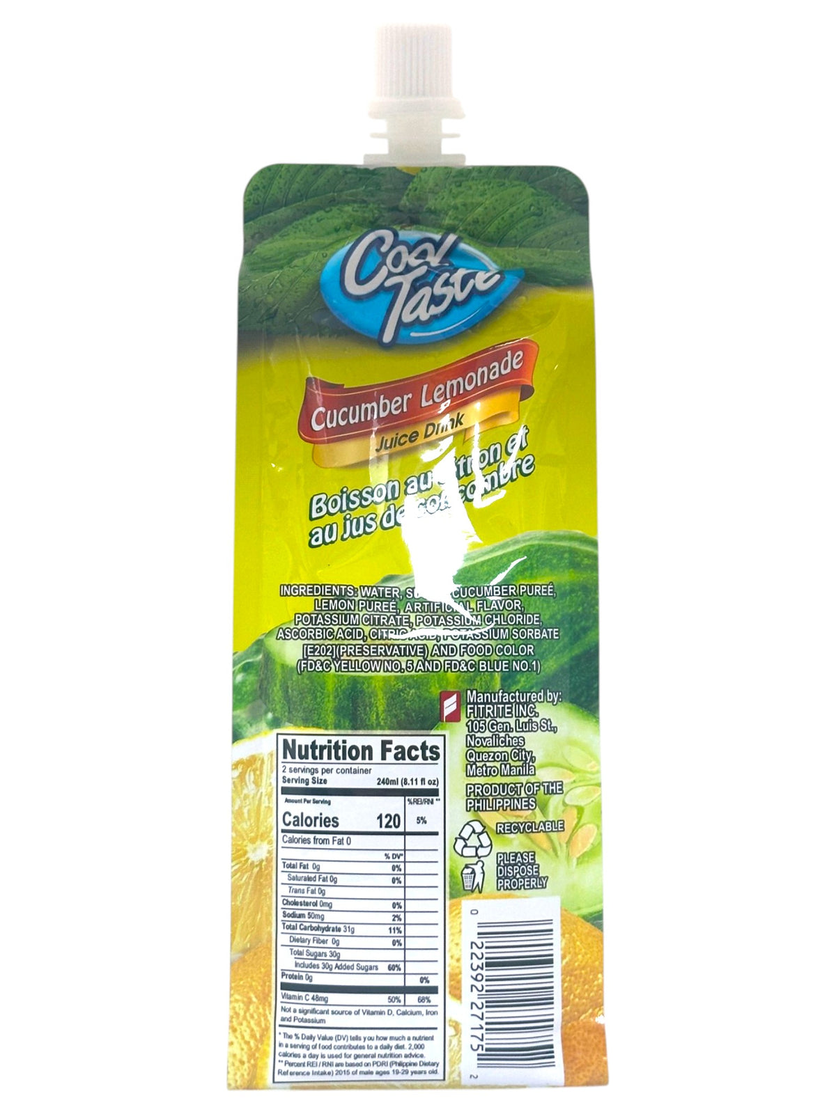 COOL TASTE CUCUMBER LEMONADE (16.9oz)