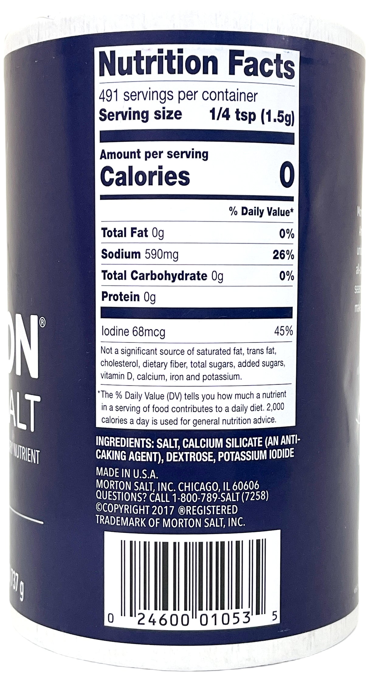 MORTON IODIZED SALT (26oz)