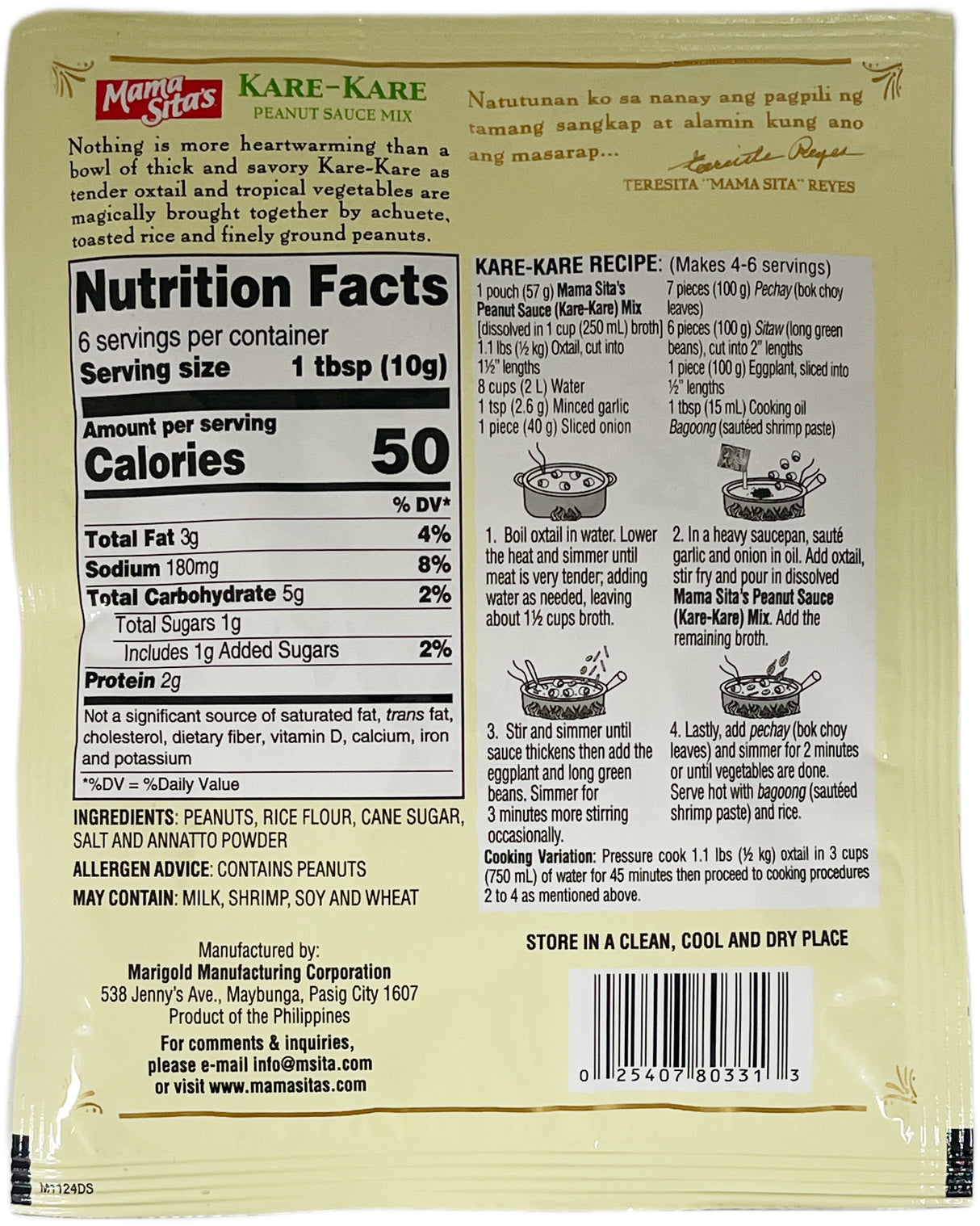 MAMASITA'S KARE-KARE SAUCE MIX (2oz)