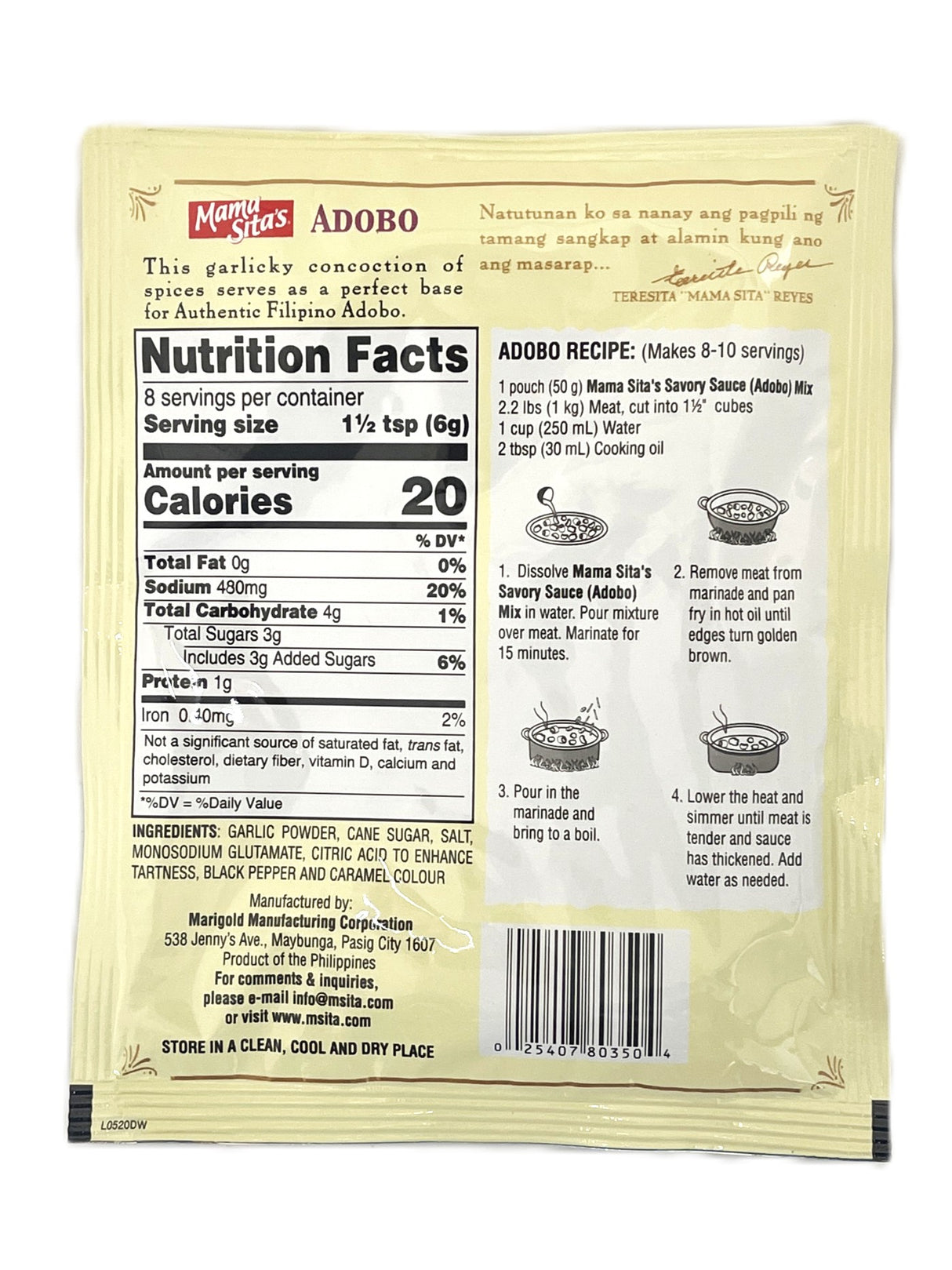 MAMASITA'S ADOBO SEASONING MIX (1.76oz)