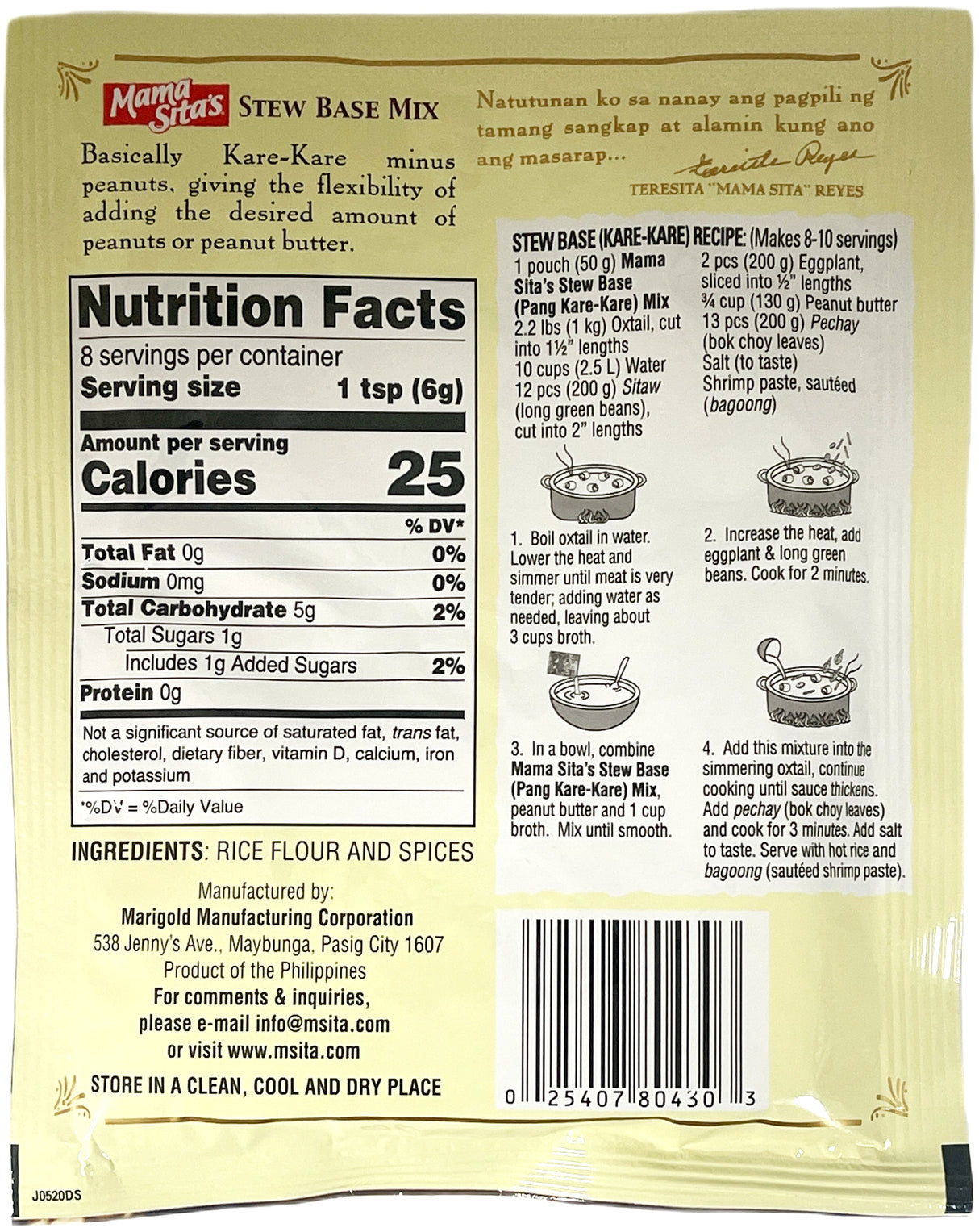 MAMASITA'S KARE-KARE STEW BASE MIX (1.76oz)