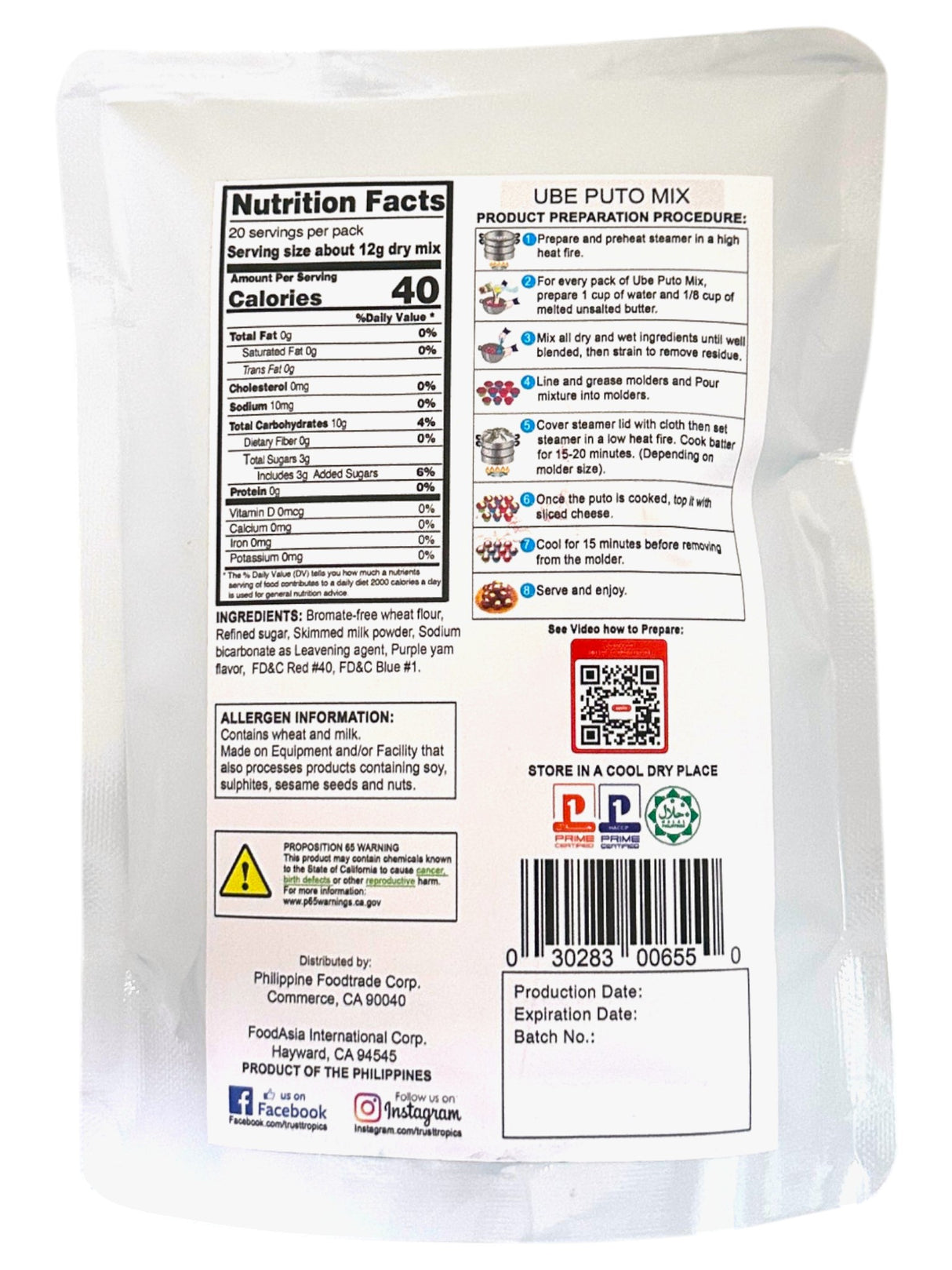 TROPICS UBE PUTO RICE CAKE MIX (8.8oz)