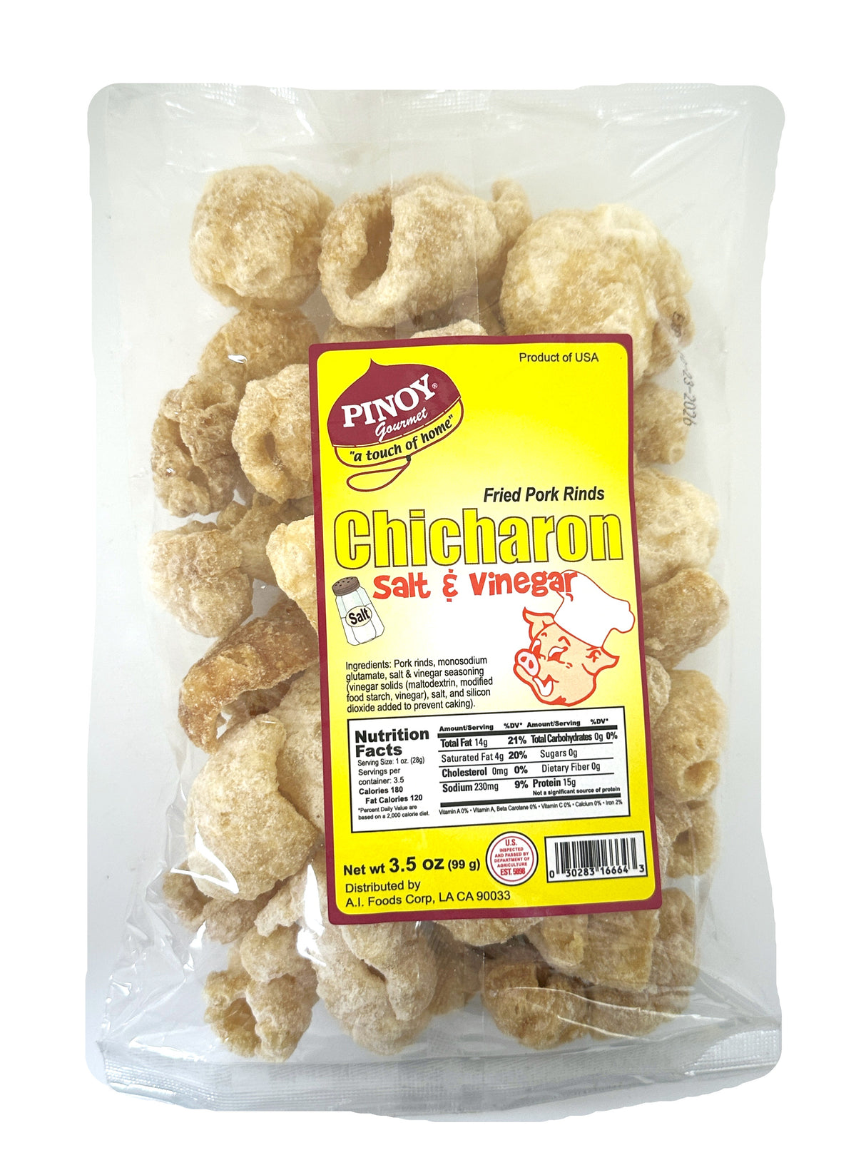 PINOY GOURMET CHICHARON - SALT & VINEGAR (3.5oz)