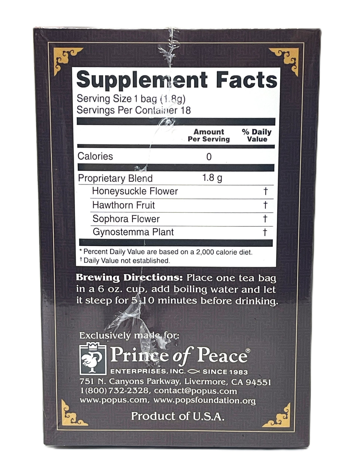 PRINCE OF PEACE CHOLESTEROL TEA 18CT