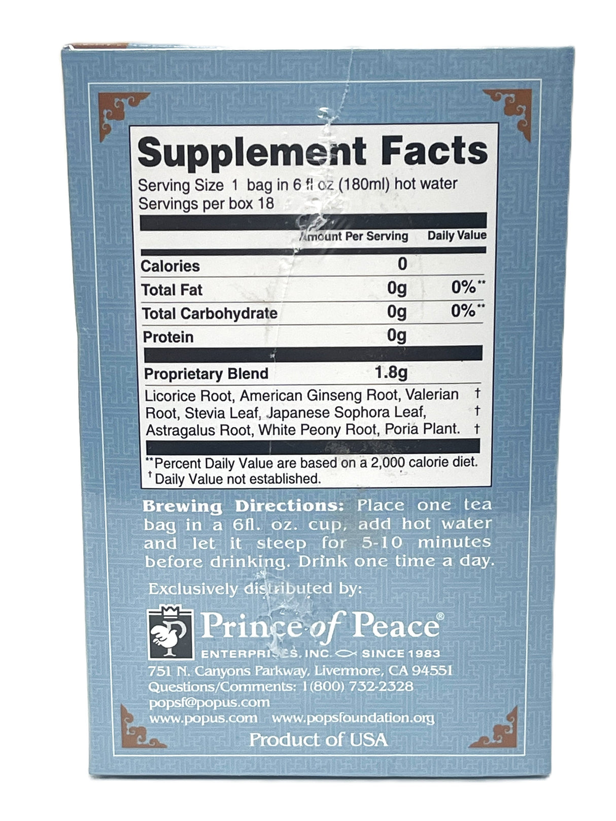 PRINCE OF PEACE SLEEPING TEA 18CT