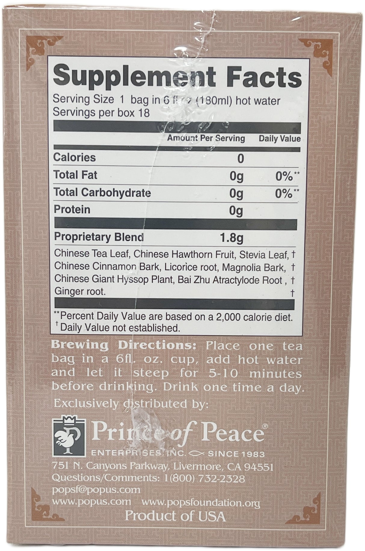PRINCE OF PEACE DIGESTION TEA 18CT