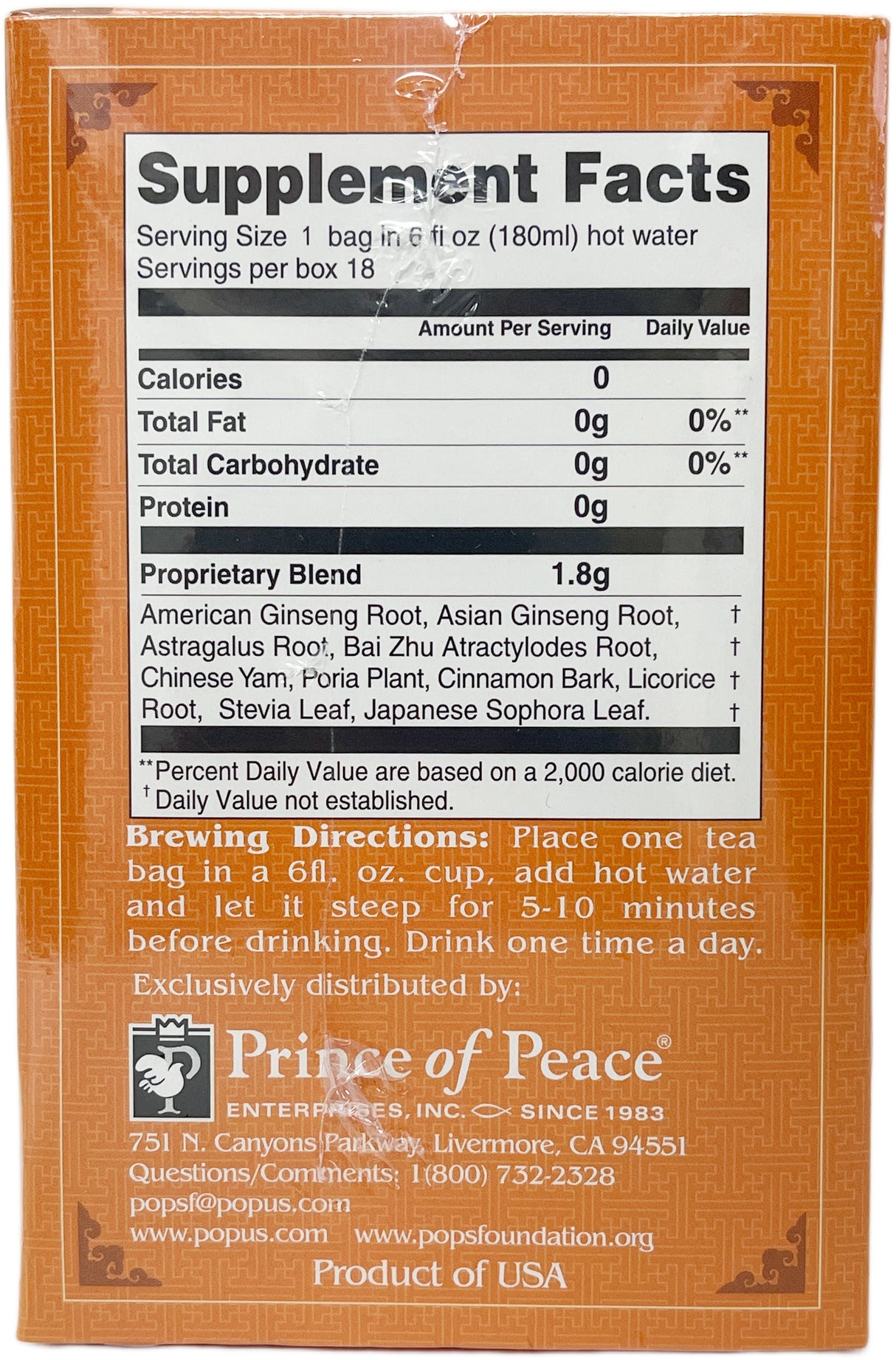PRINCE OF PEACE ENERGY TEA 18CT
