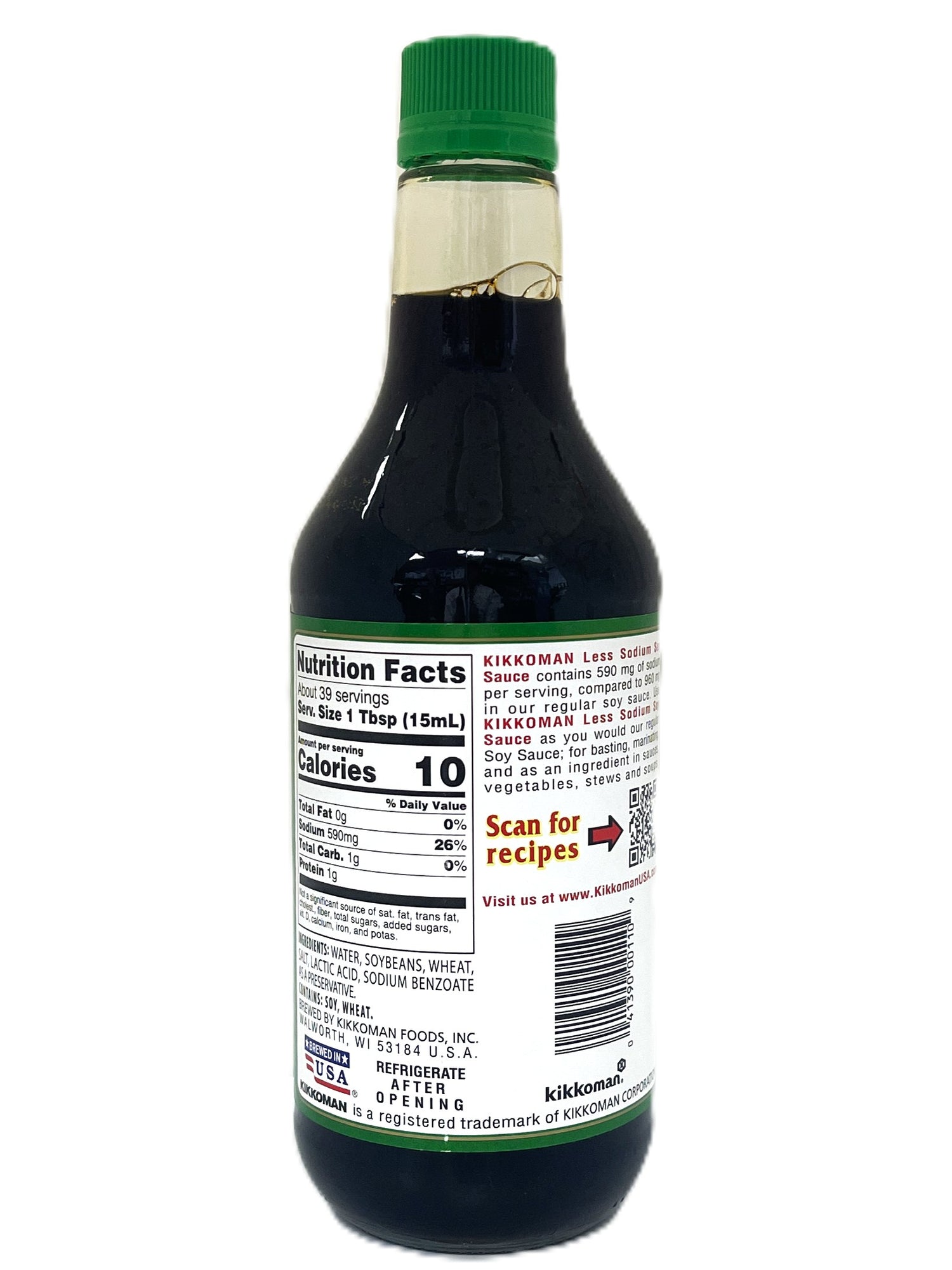 KIKKOMAN SOY SAUCE - 38% LESS SODIUM (20oz)