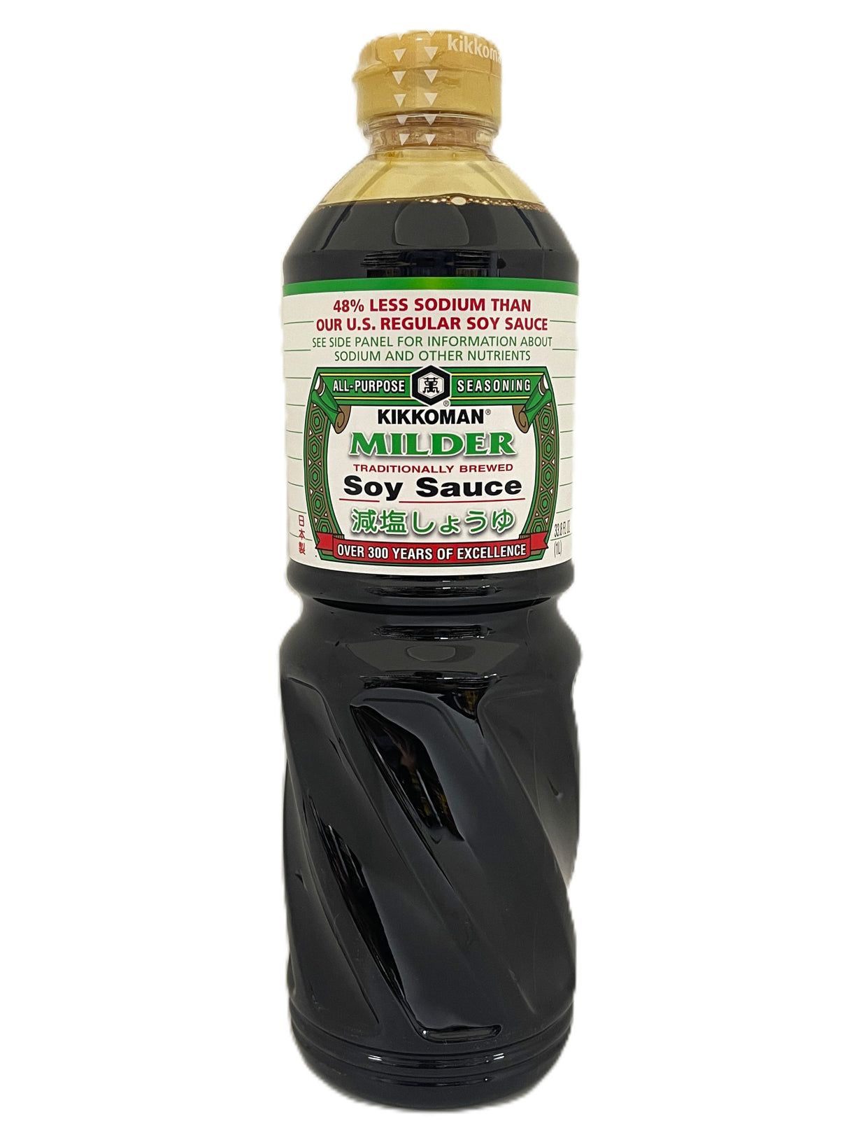 KIKKOMAN MILDER SOY SAUCE - 48% LESS SODIUM (33.8oz)