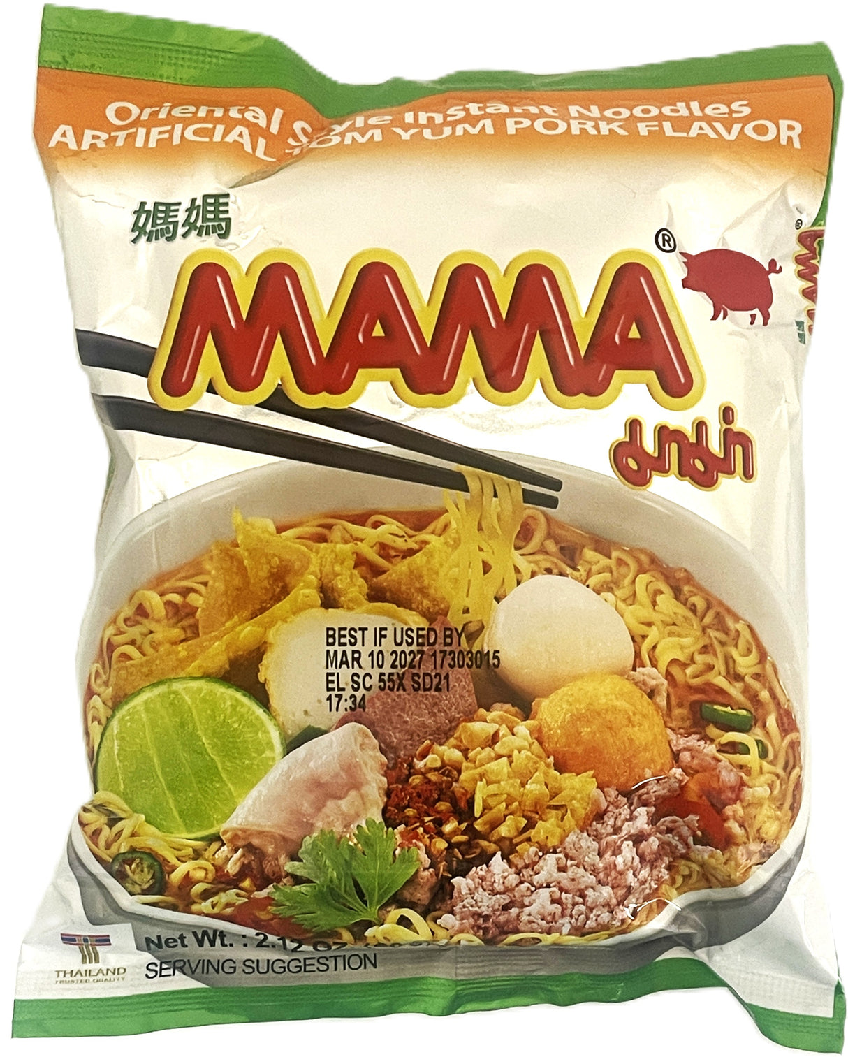 MAMA INSTANT NOODLE - TOM YUM PORK (2.12oz)