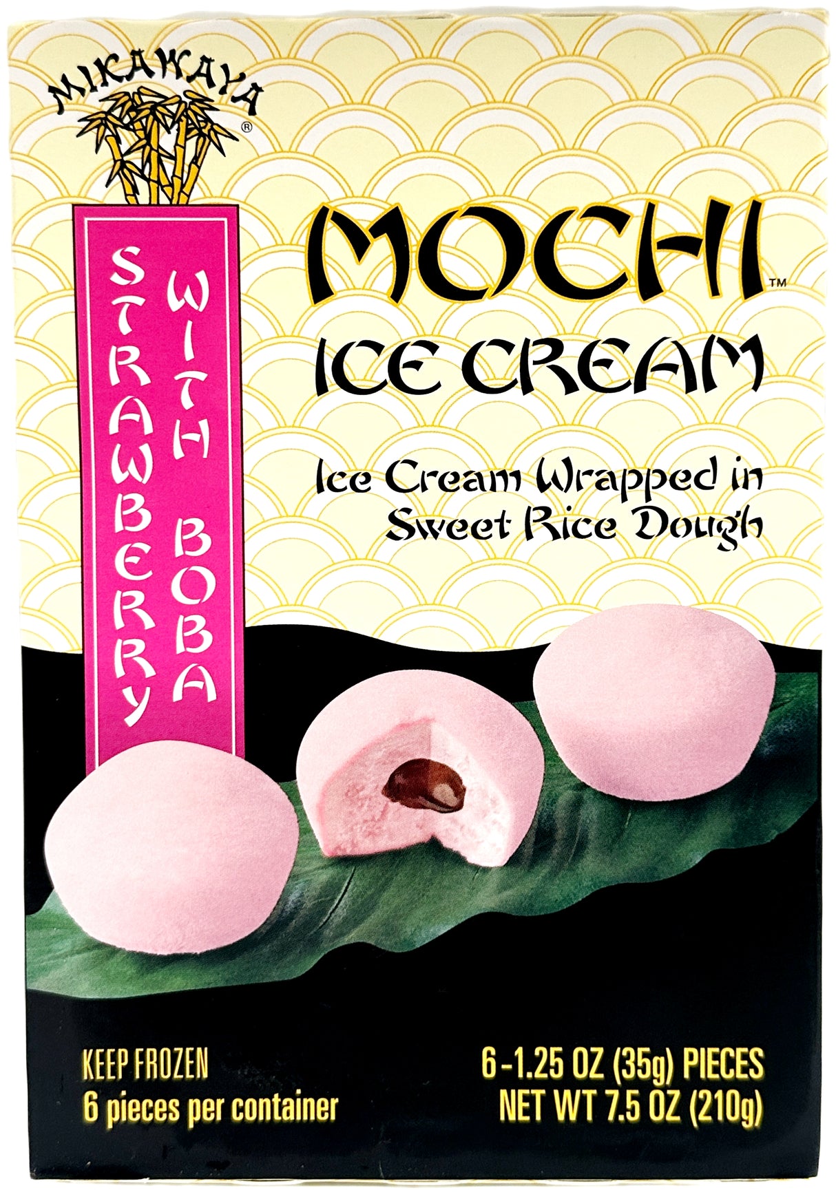 MIKAWAYA MOCHI ICE CREAM  6PC - STRAWBERRY WITH BOBA