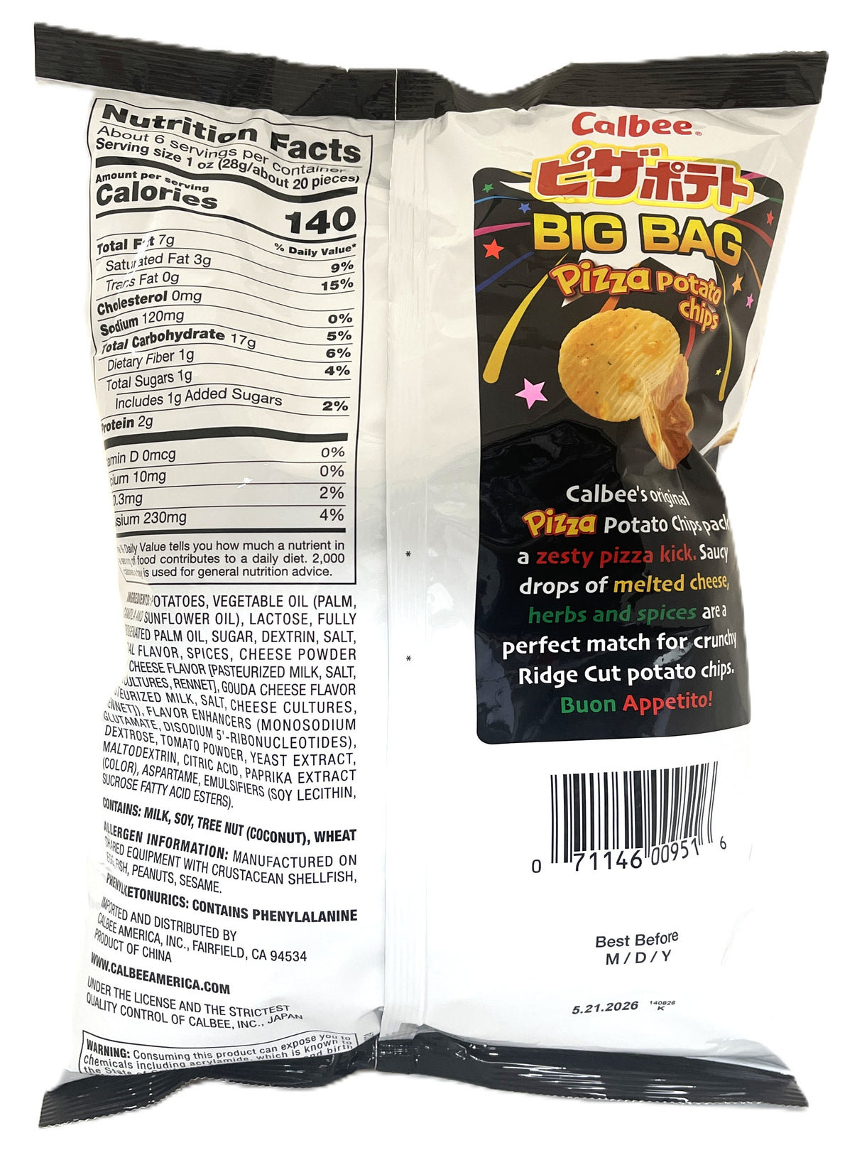 CALBEE BIG BAG PIZZA POTATO CHIPS (6.3oz)