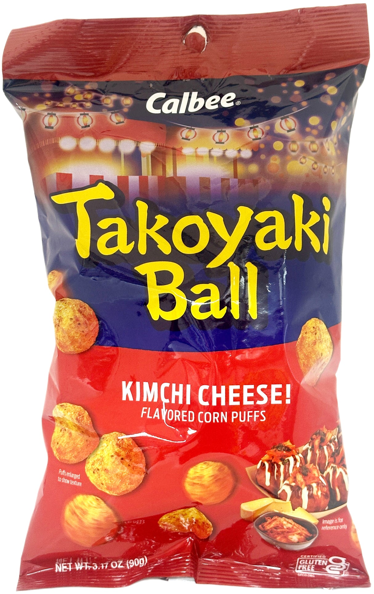 CALBEE TAKOYAKI BALL CORN PUFFS - KIMCHI CHEESE (3.17oz)