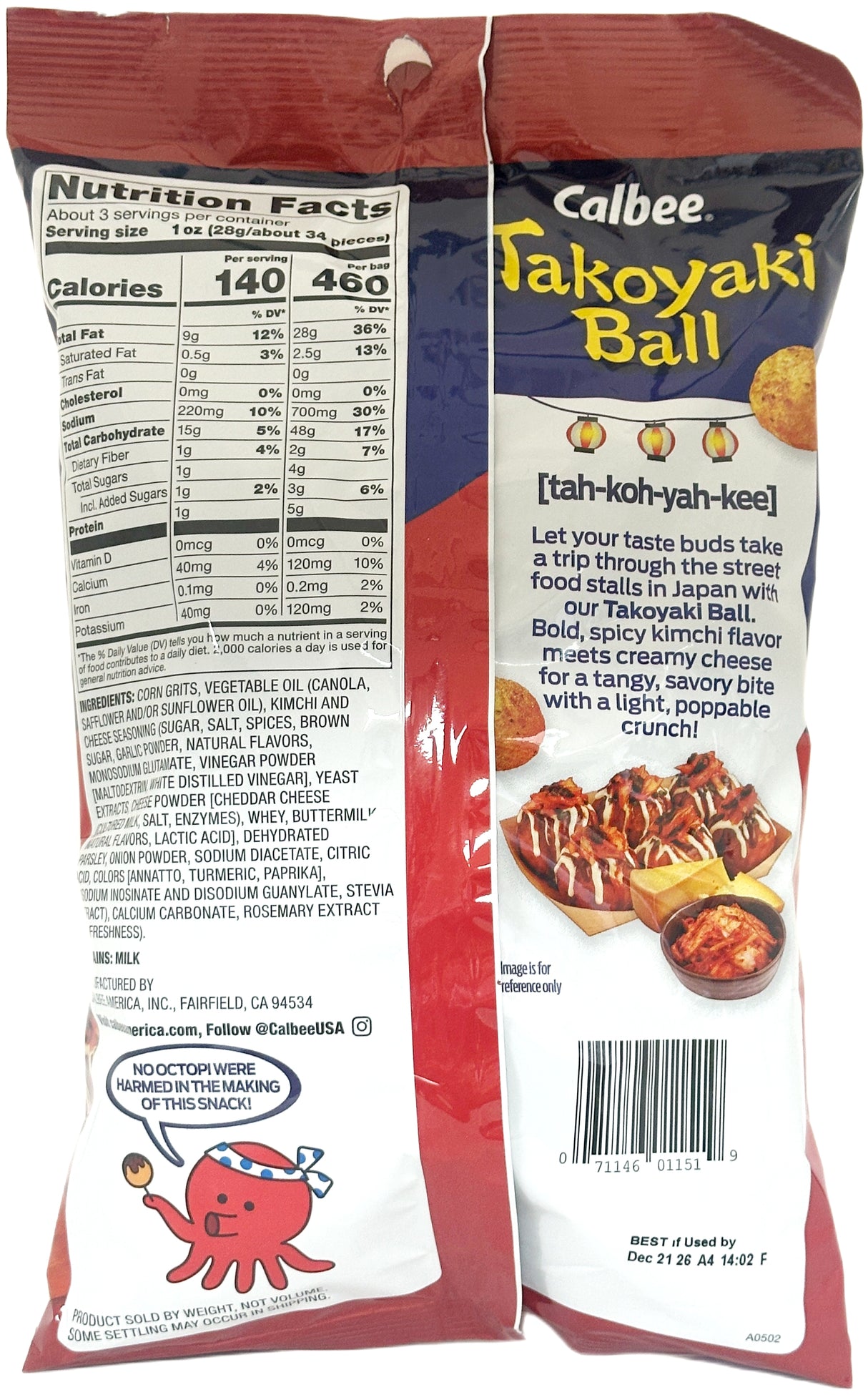 CALBEE TAKOYAKI BALL CORN PUFFS - KIMCHI CHEESE (3.17oz)
