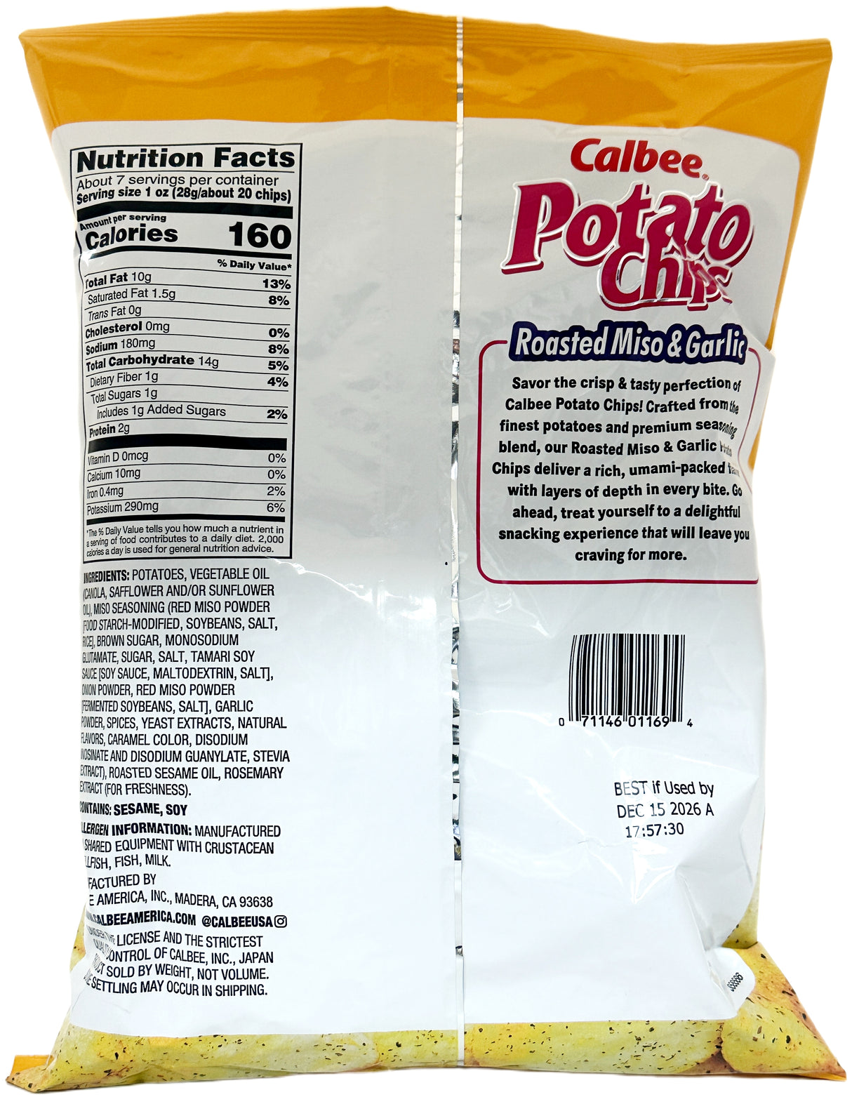 CALBEE POTATO CHIPS - ROASTED MISO & GARLIC (7.05oz)