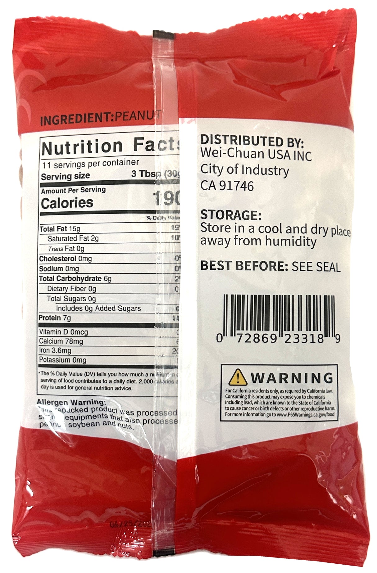 WEI CHUAN RED SKIN PEANUT (12oz)
