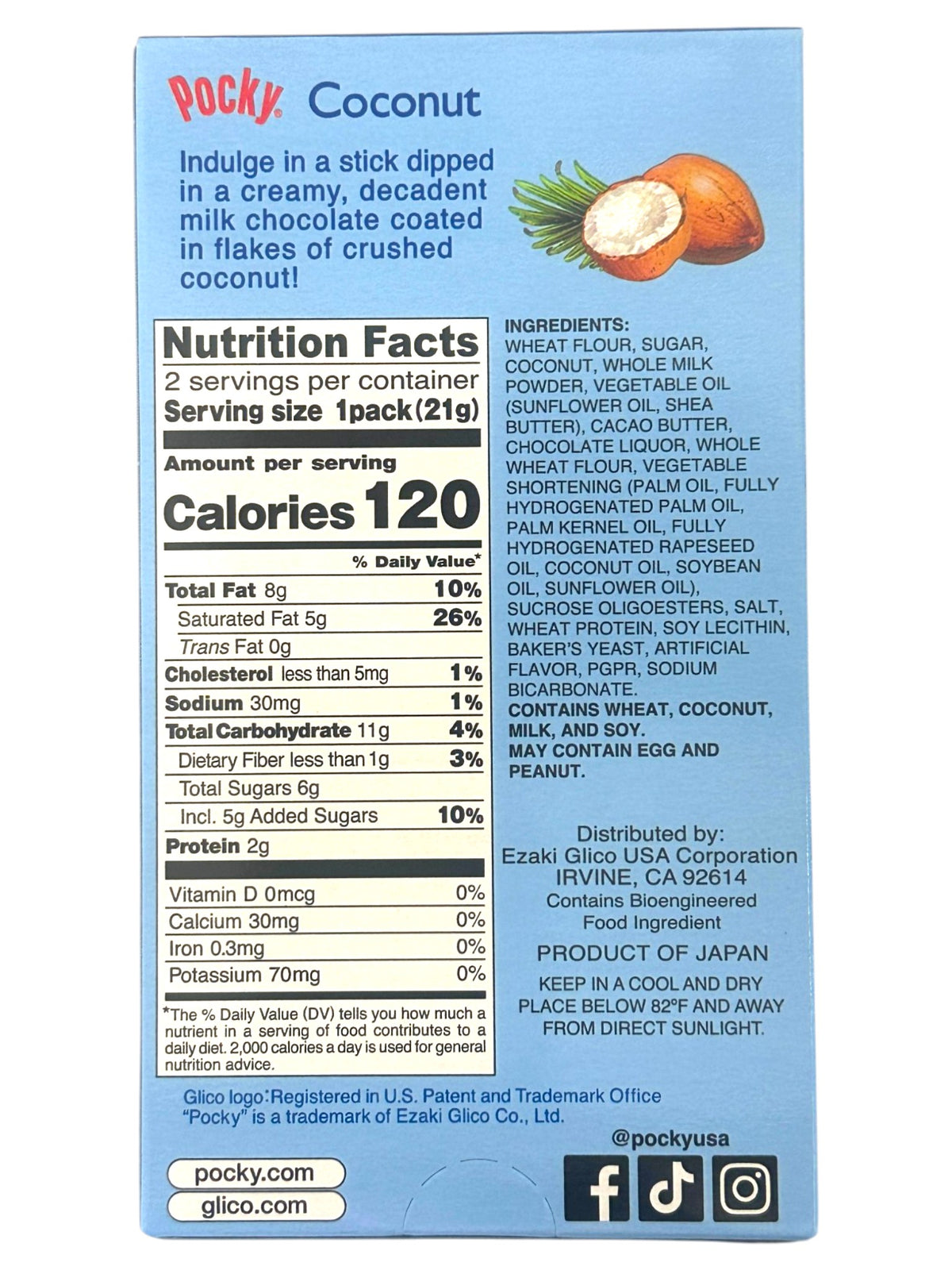 POCKY BISCUIT STICKS 2PK - COCONUT (1.45oz)