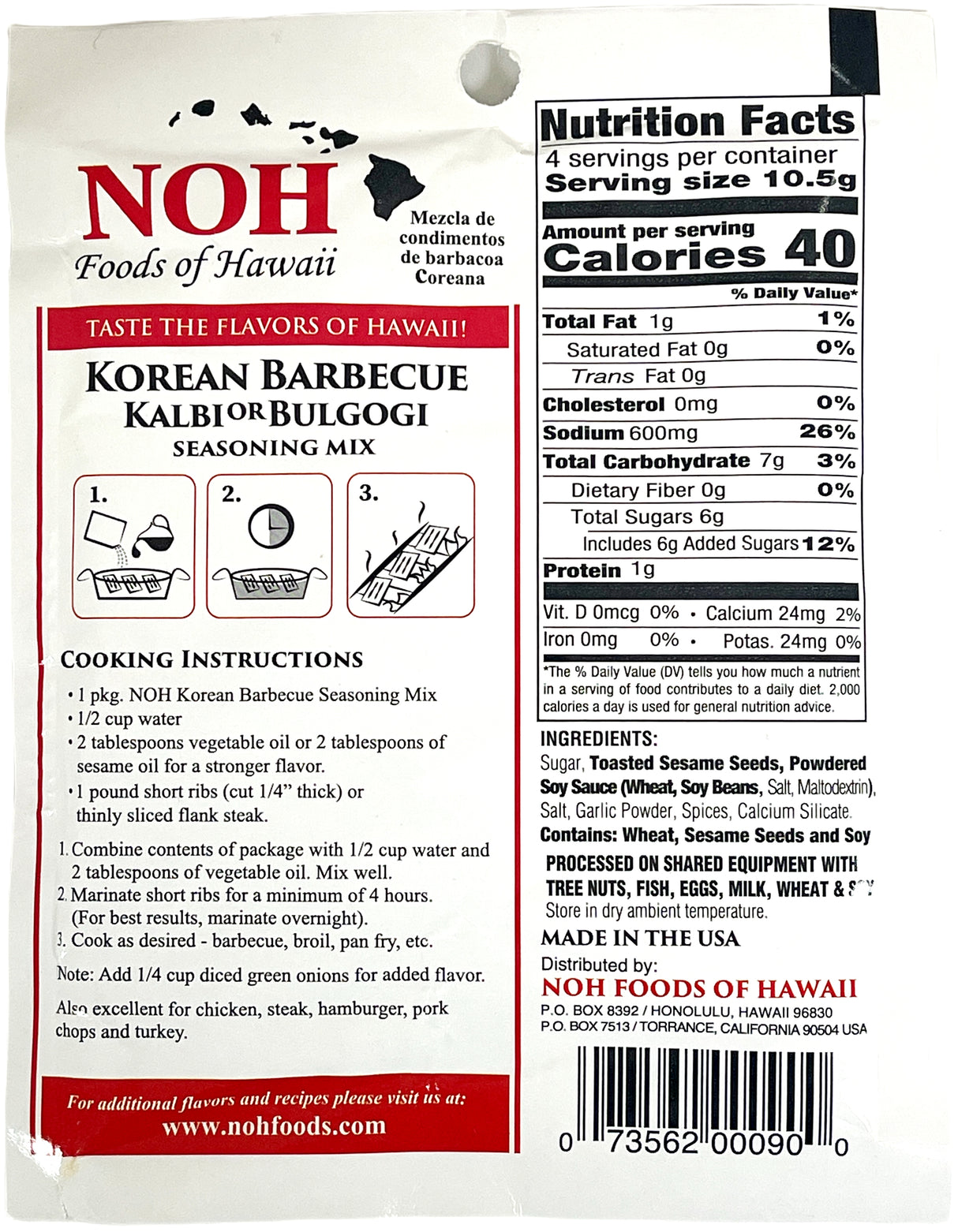 NOH SEASONING MIX - KOREAN KALBI & BULGOGI (1.5oz)
