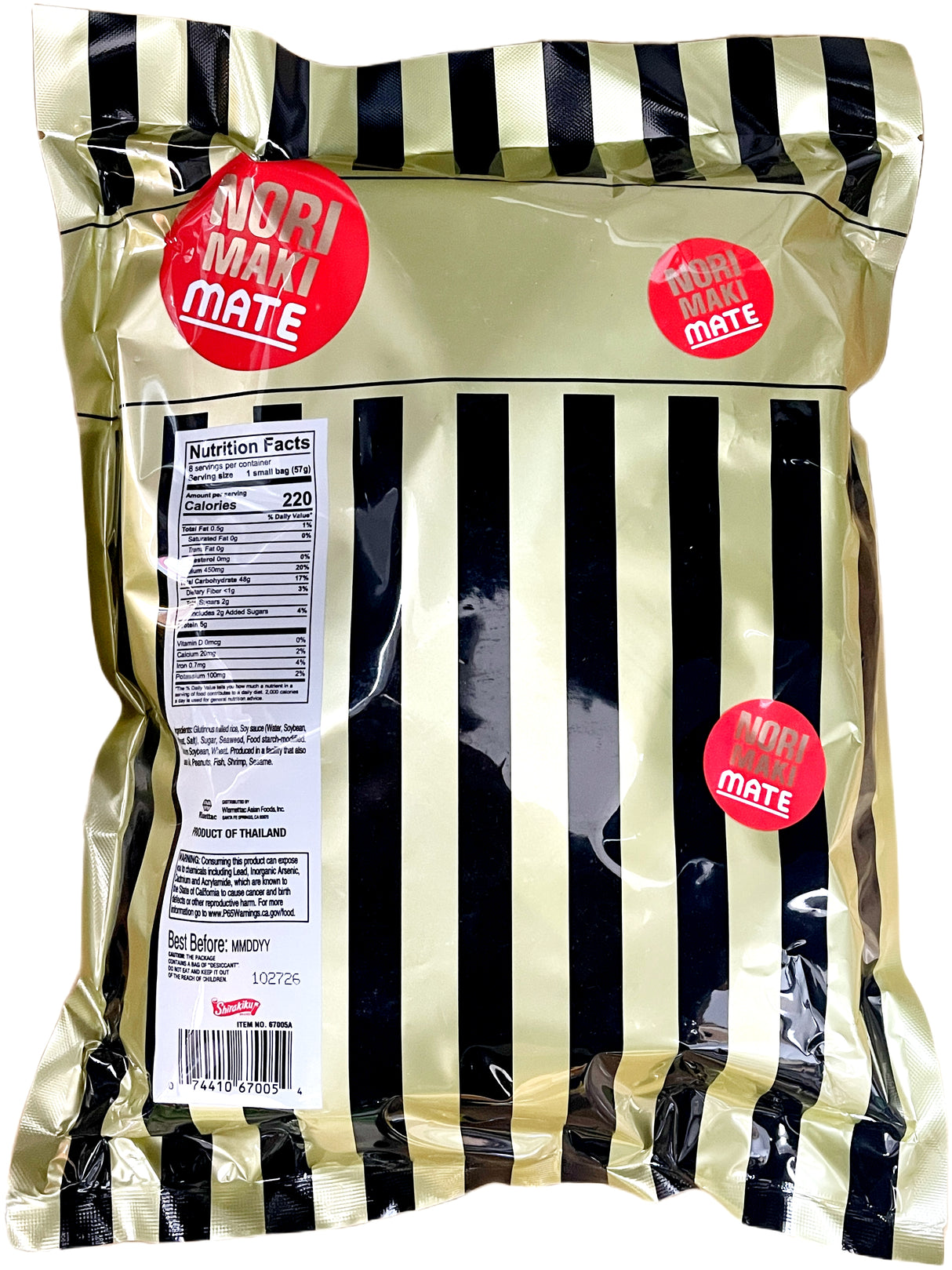 SHIRAKIKU RICE CRACKER WITH SEAWEED 8PK