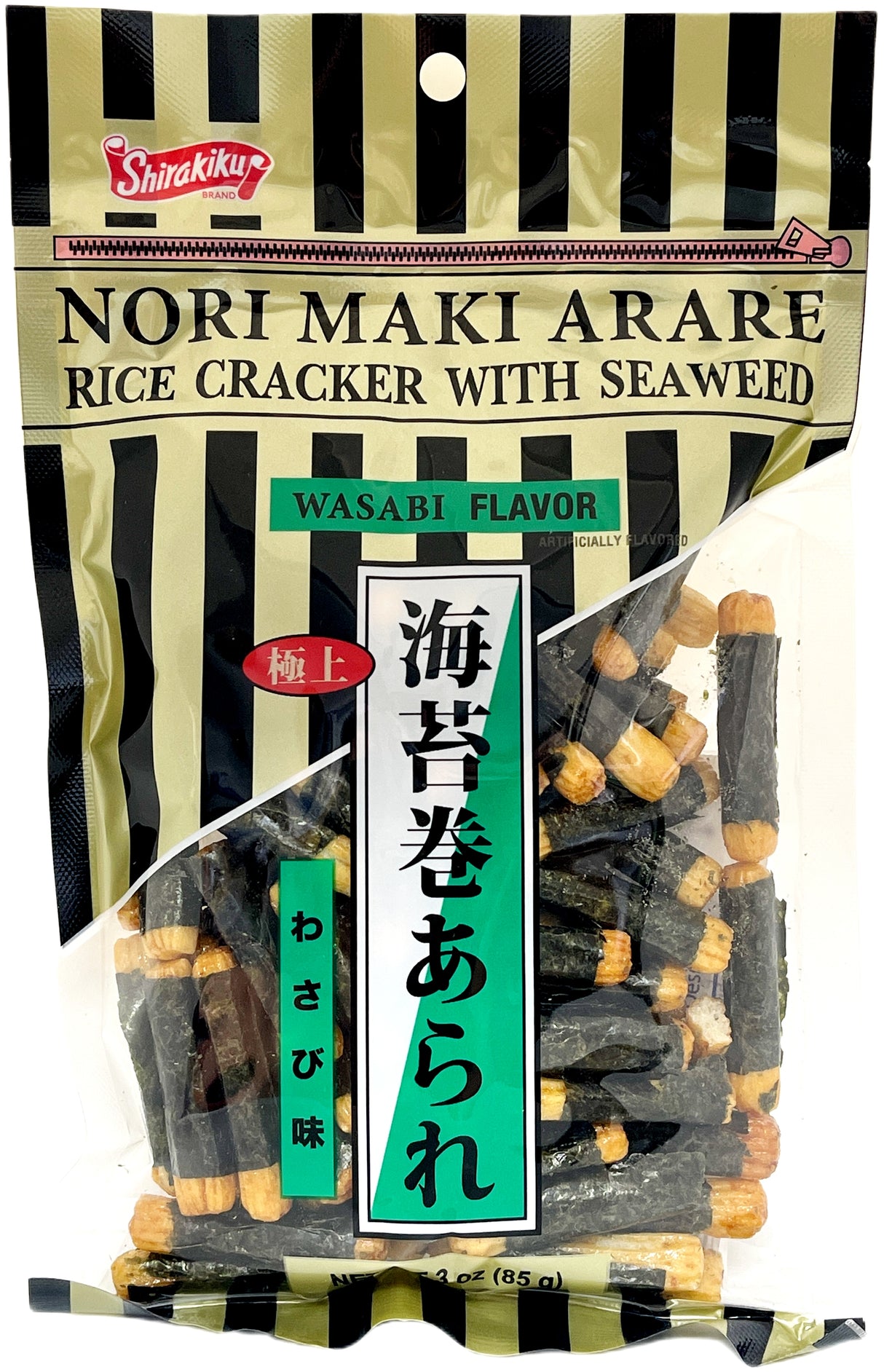 SHIRAKIKU RICE CRACKER WITH SEAWEED - WASABI (3oz)