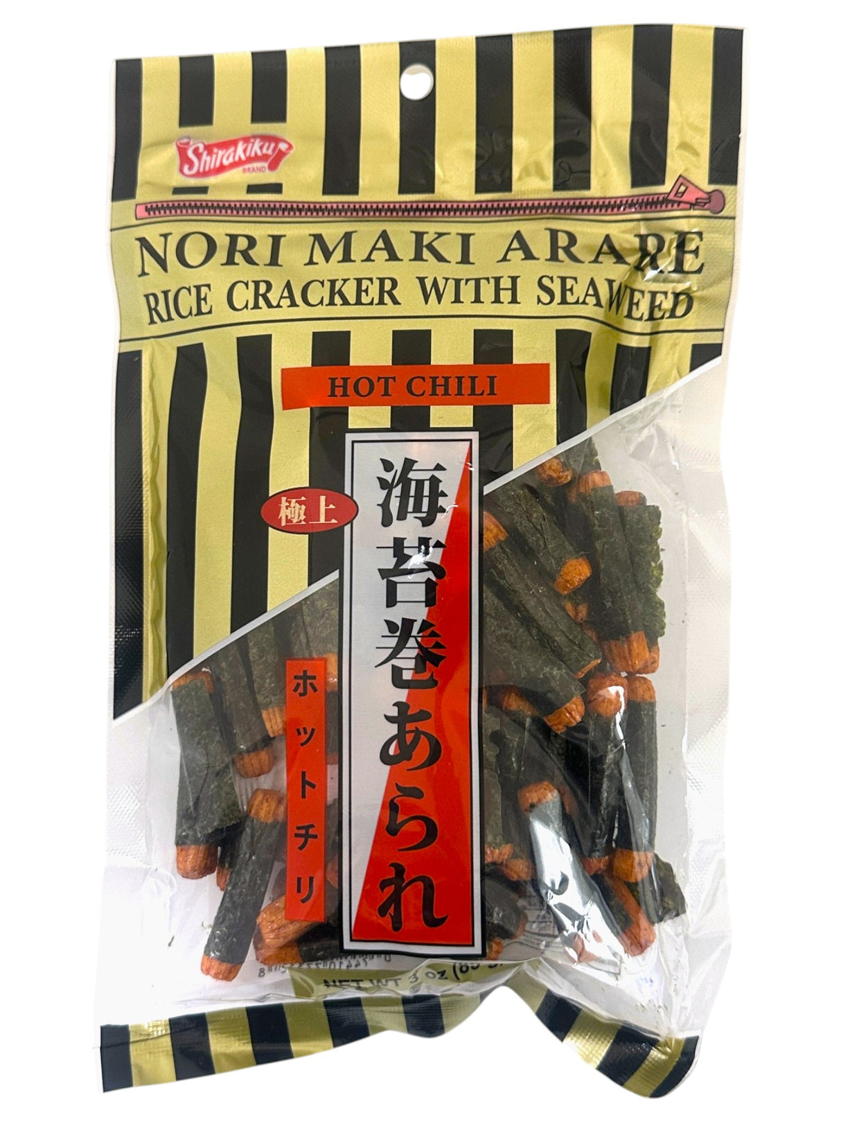 SHIRAKIKU RICE CRACKER WITH SEAWEED - HOT CHILI (3oz)