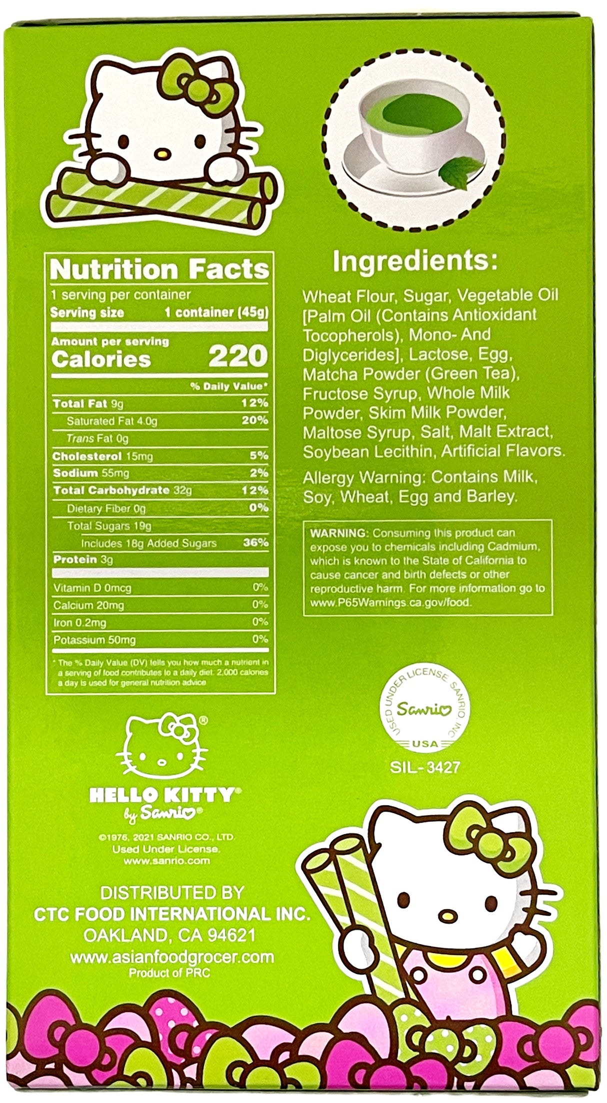 HELLO KITTY WAFER COOKIES - GREEN TEA (1.58oz)