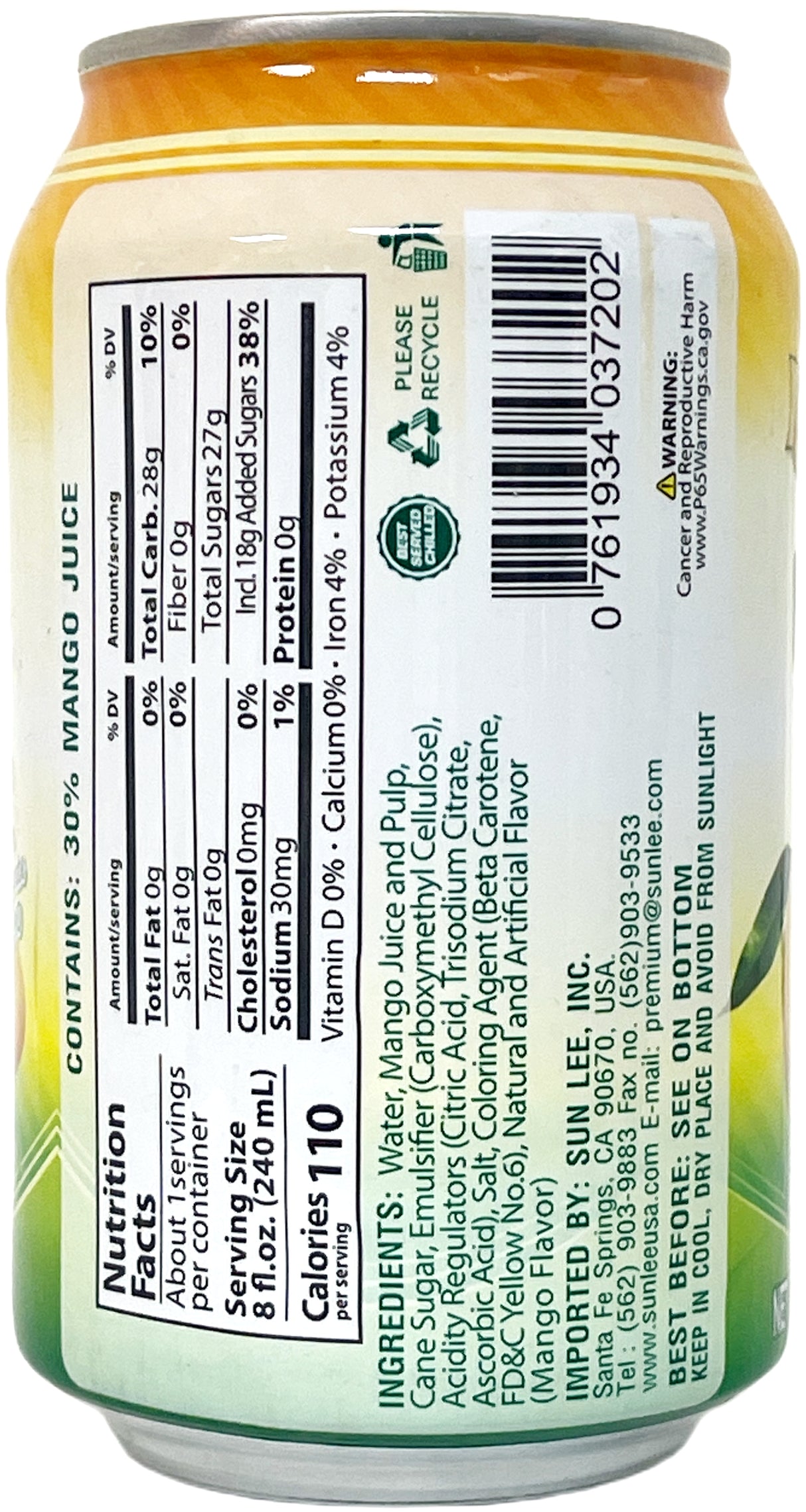 SUNLEE FRUIT JUICE DRINK - MANGO (11oz)