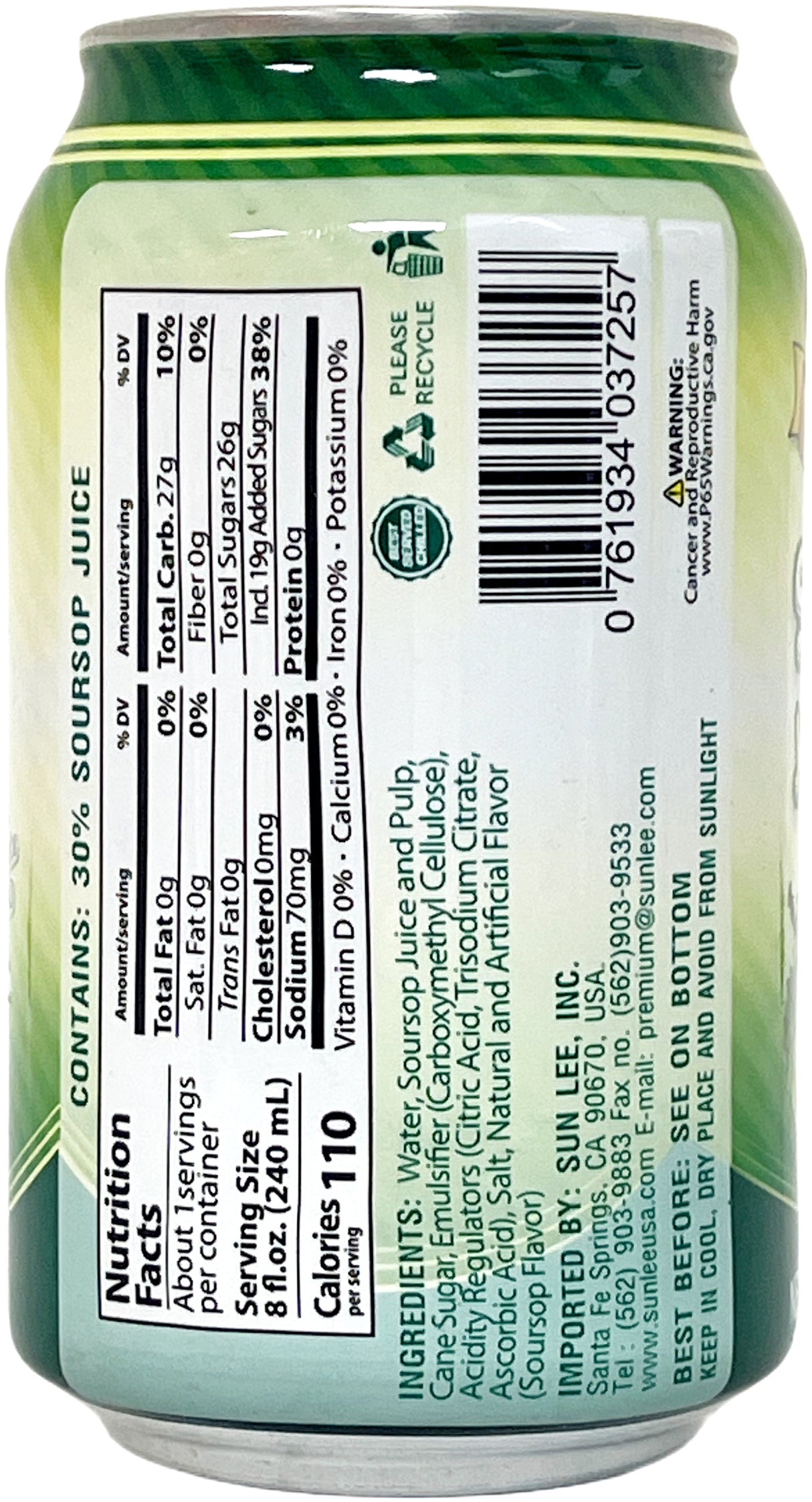 SUNLEE FRUIT JUICE DRINK - SOURSOP (11oz)