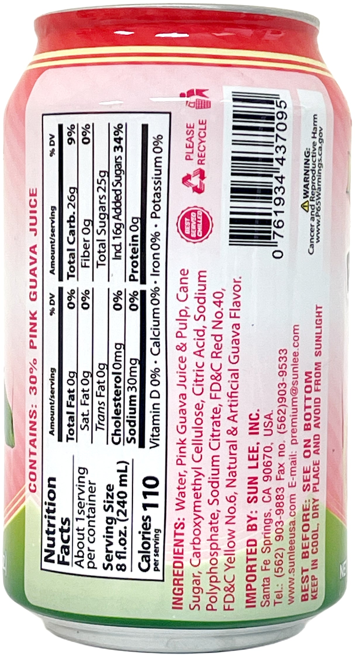 SUNLEE FRUIT JUICE DRINK - PINK GUAVA (11oz)