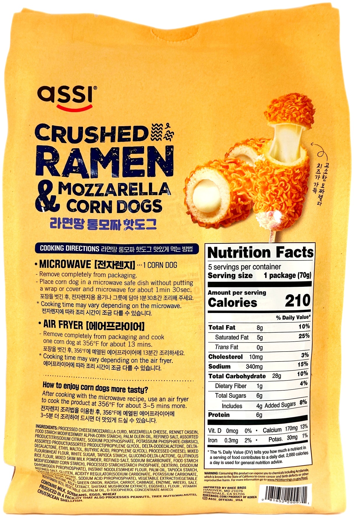 ASSI CRUSHED RAMEN & MOZZARELLA CORN DOGS (12.34oz)
