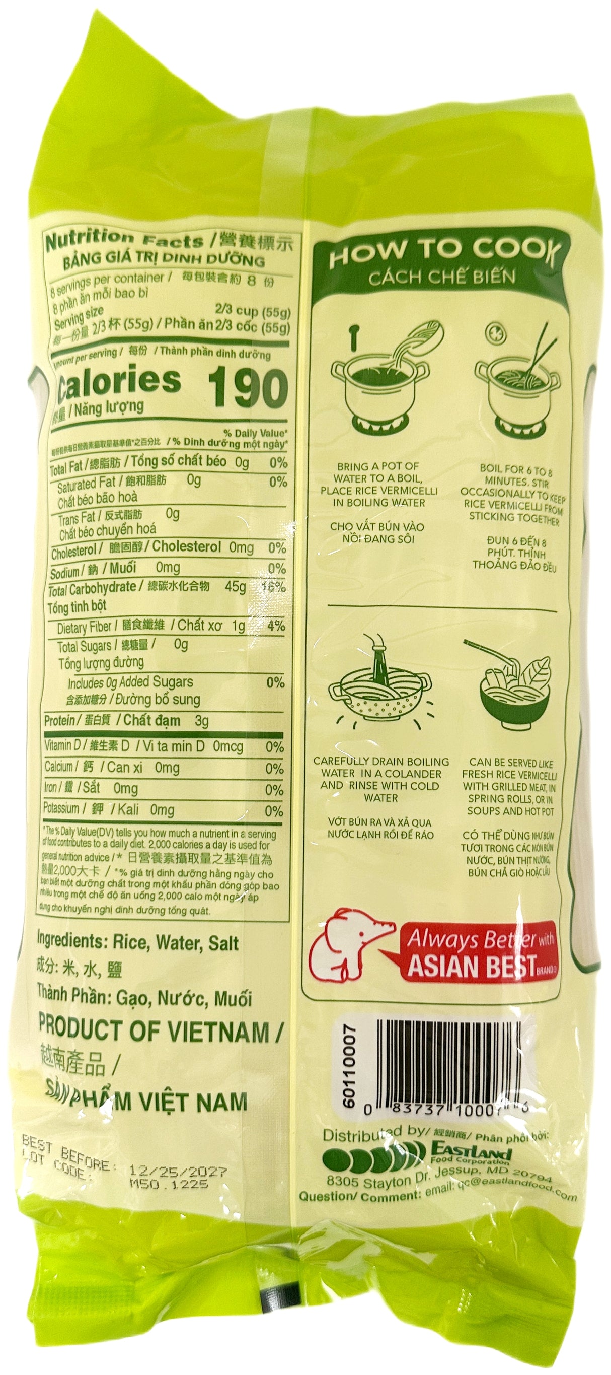 ASIAN BEST BÚN GẠO RICE VERMICELLI (16oz)