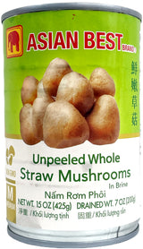 ASIAN BEST UNPEELED WHOLE STRAW MUSHROOMS (15oz)