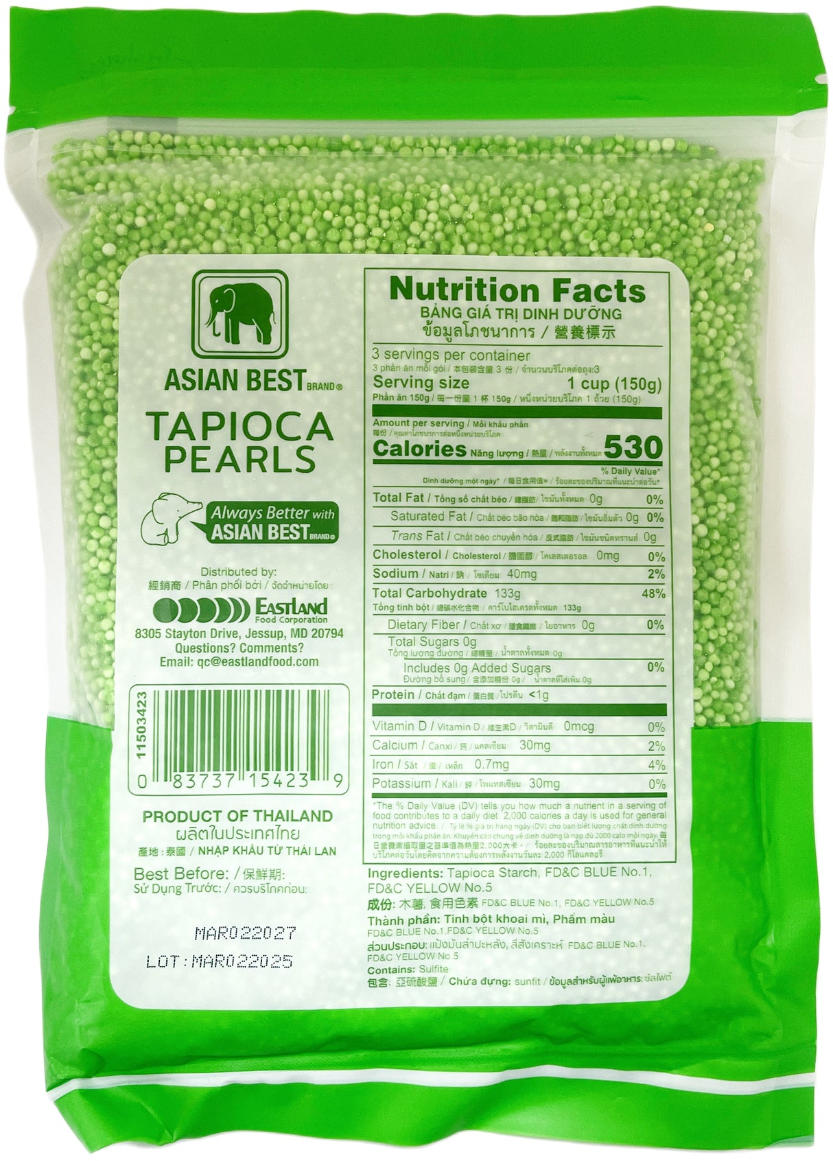 ASIAN BEST SMALL TAPIOCA PEARLS - GREEN (16oz)