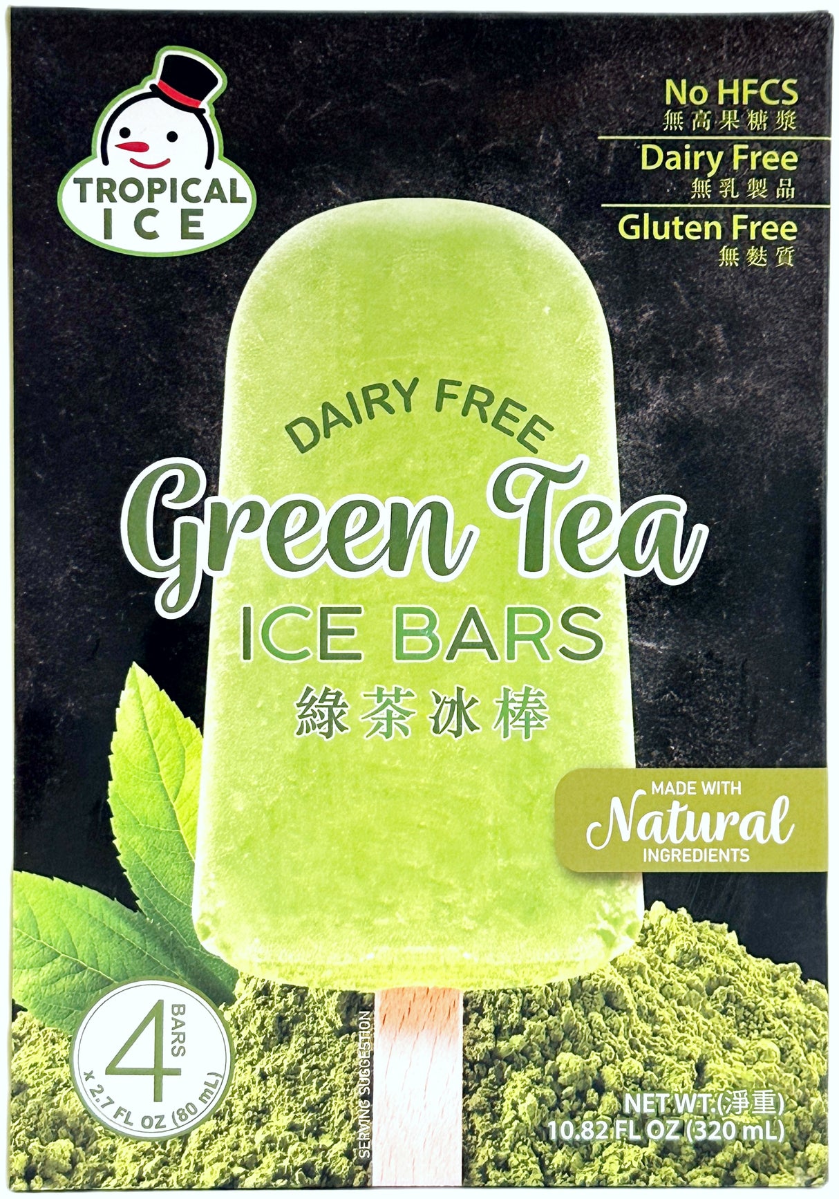 TROPICAL ICE DAIRY-FREE ICE BAR 4PK - GREEN TEA