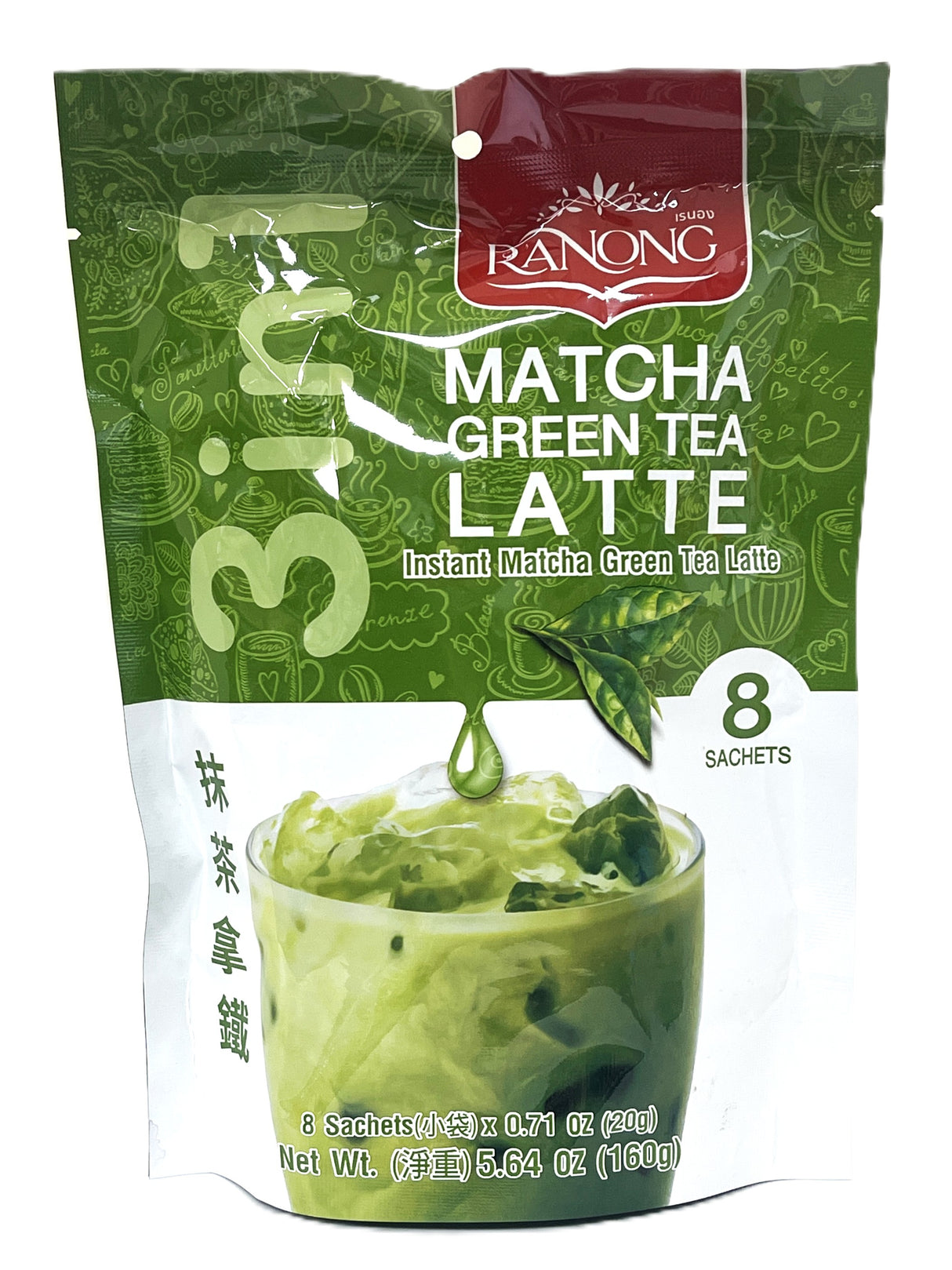 RANONG 3-IN-1 MATCHA GREEN TEA LATTE MIX 8PK